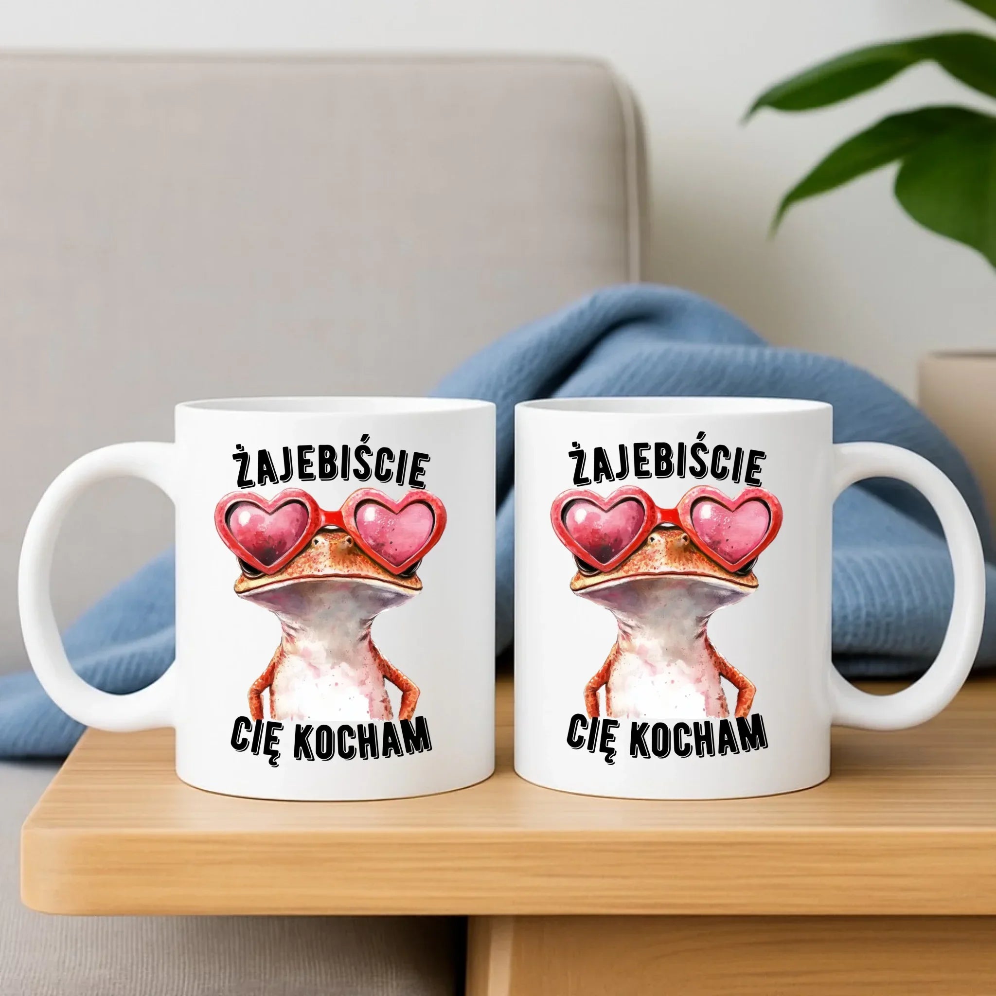 Zestaw poduszka i kubek dla par - Żajebiście Cię Kocham Żaba W17 - StoryCups.pl