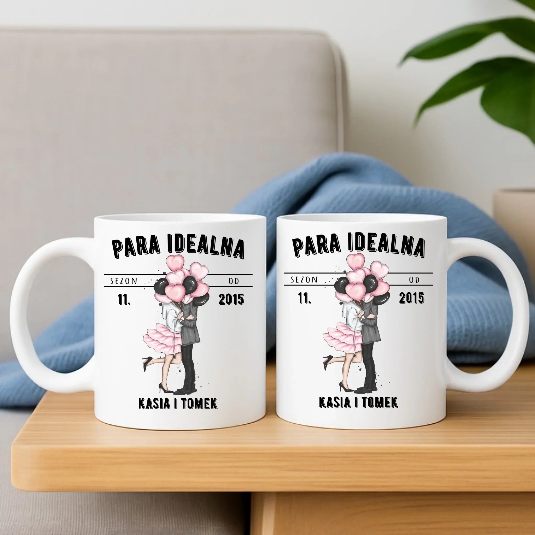 Zestaw poduszka i kubek dla par na rocznicę - Para idealna - personalizowany W11 - StoryCups.pl