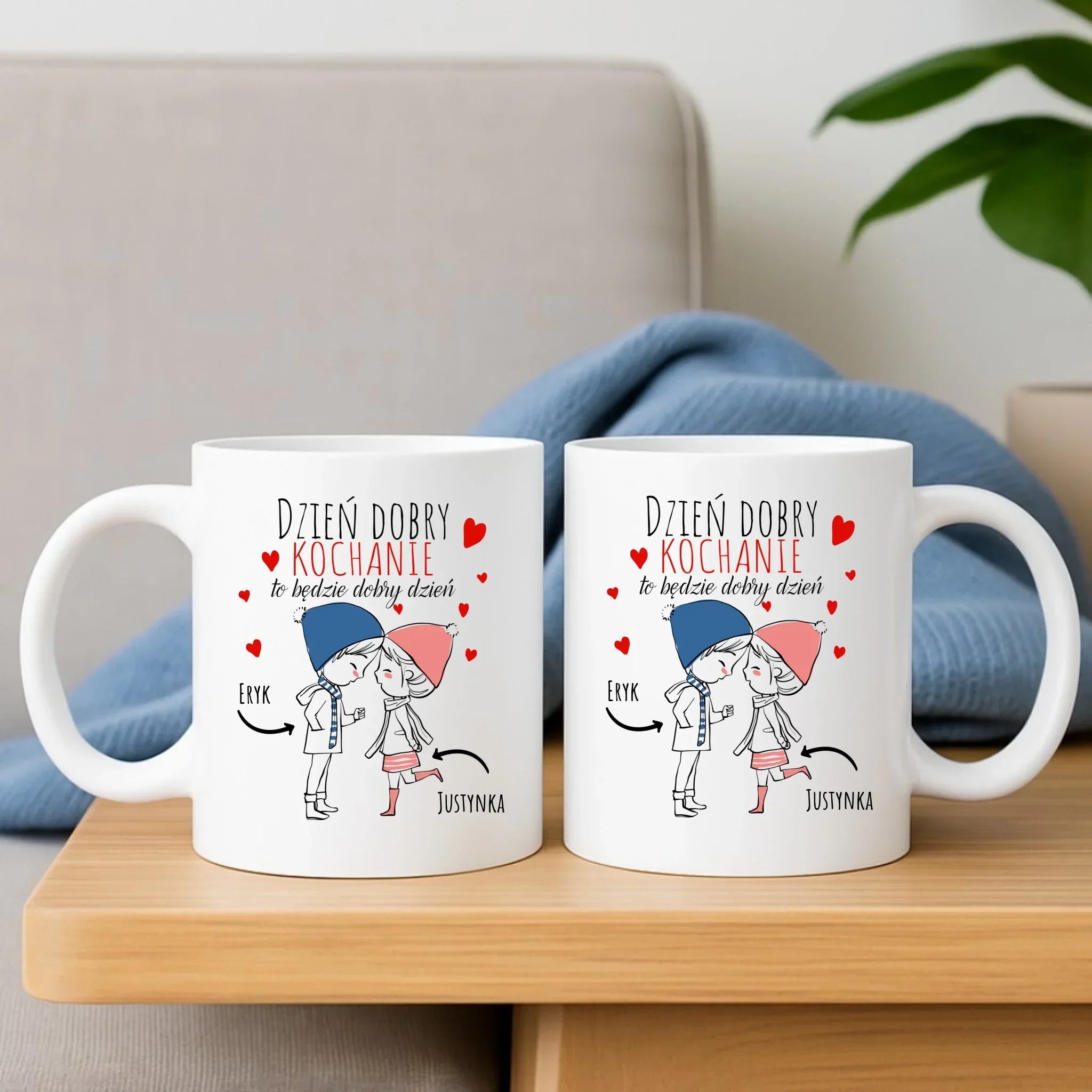 Zestaw poduszka i kubek dla par - Dzień dobry Kochanie - personalizowany W10 - StoryCups.pl