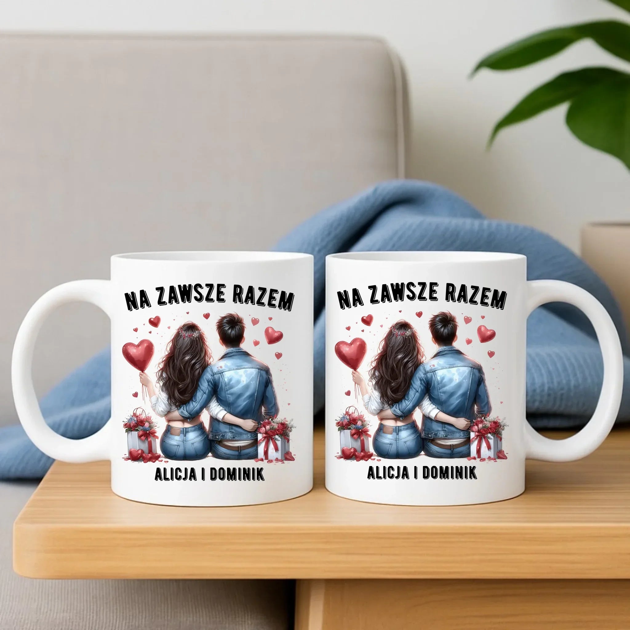 Zestaw poduszka i kubek dla par - Na zawsze razem - personalizowany W07 - StoryCups.pl