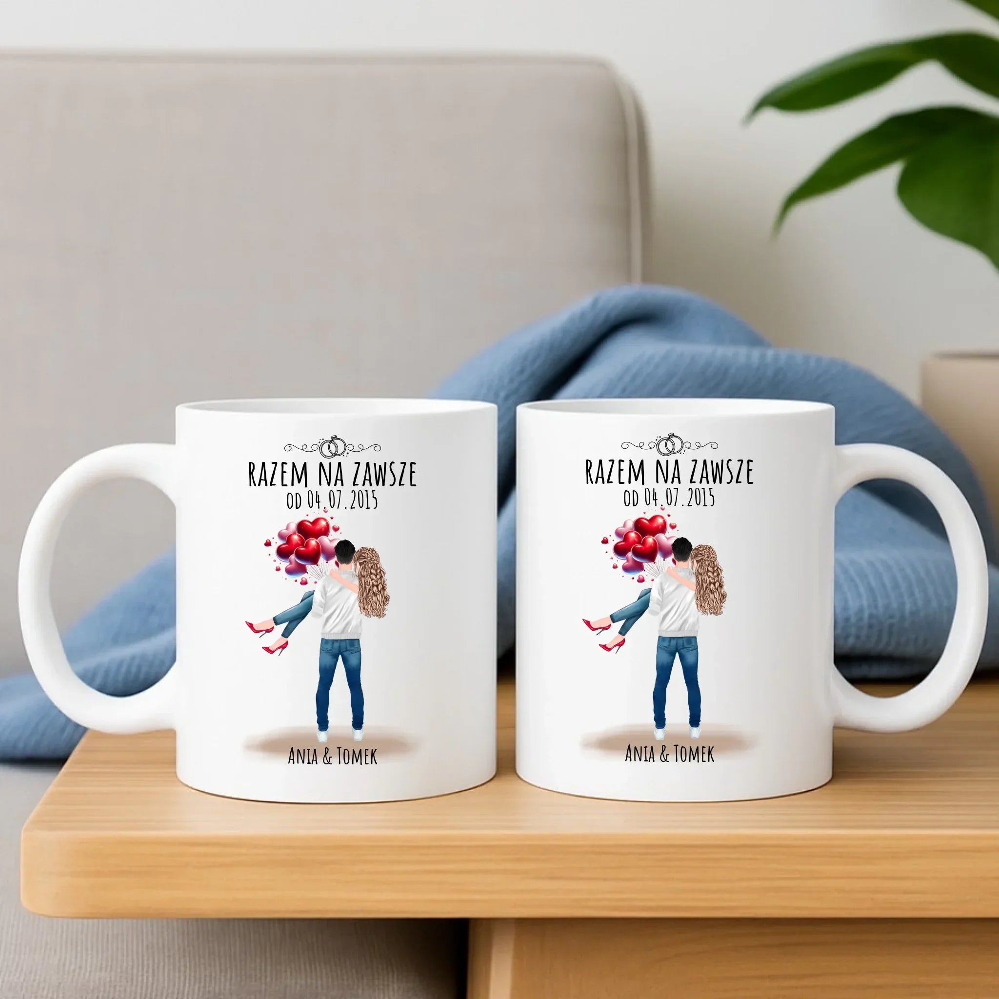 Zestaw poduszka i kubekdla par na rocznicę - Razem na zawsze - personalizowany W14 - StoryCups.pl