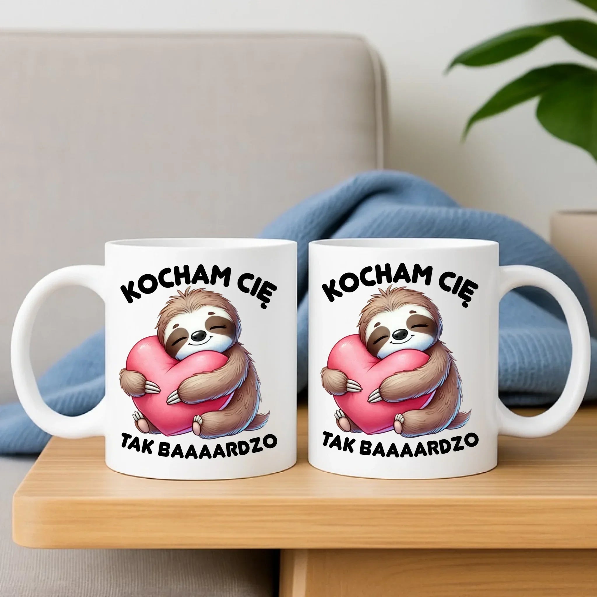 Zestaw poduszka i kubek - Leniwiec Kocham Cię tak baaaardzo W16 - StoryCups.pl