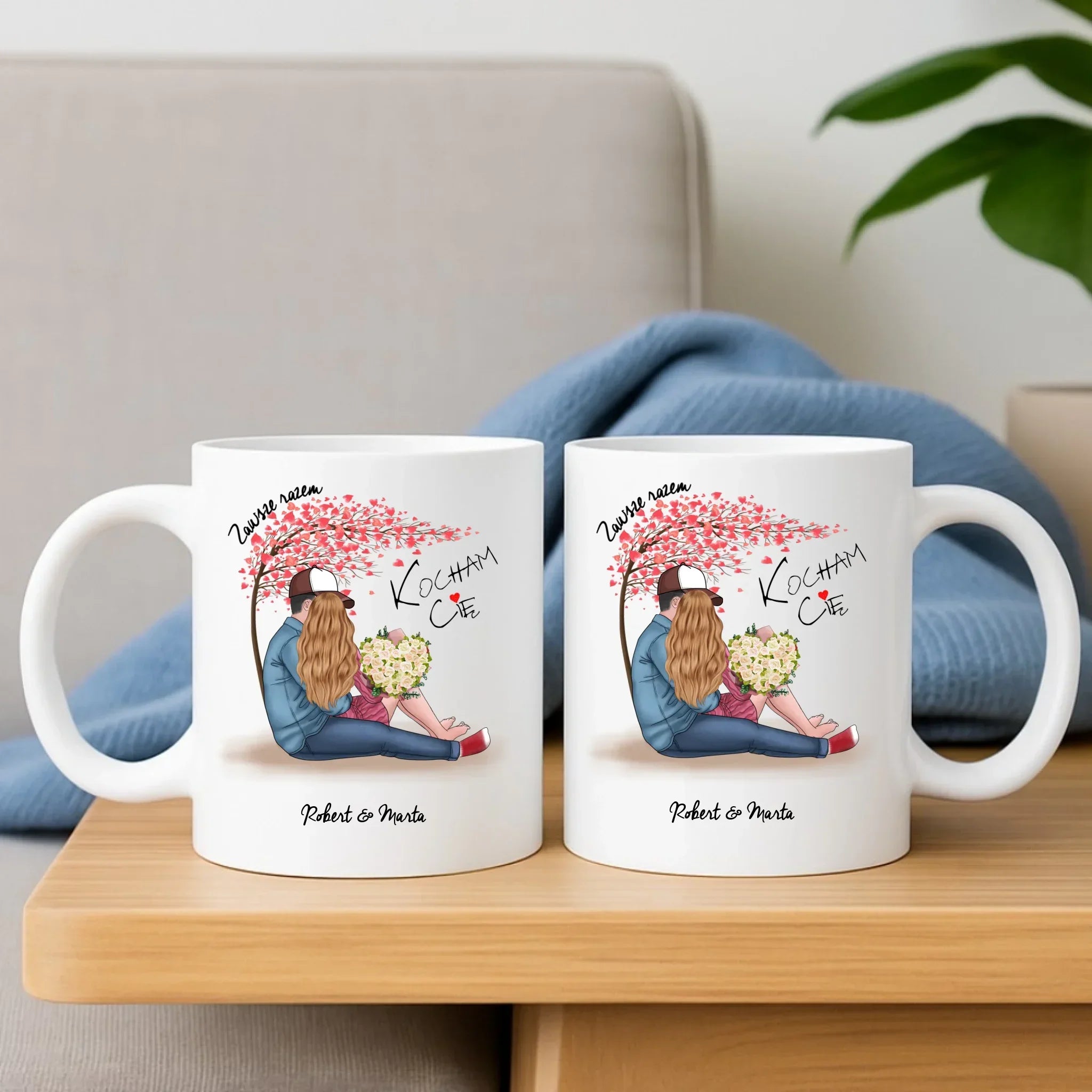 Zestaw poduszka i kubek dla par - Zawsze razem - personalizowany W04A - StoryCups.pl