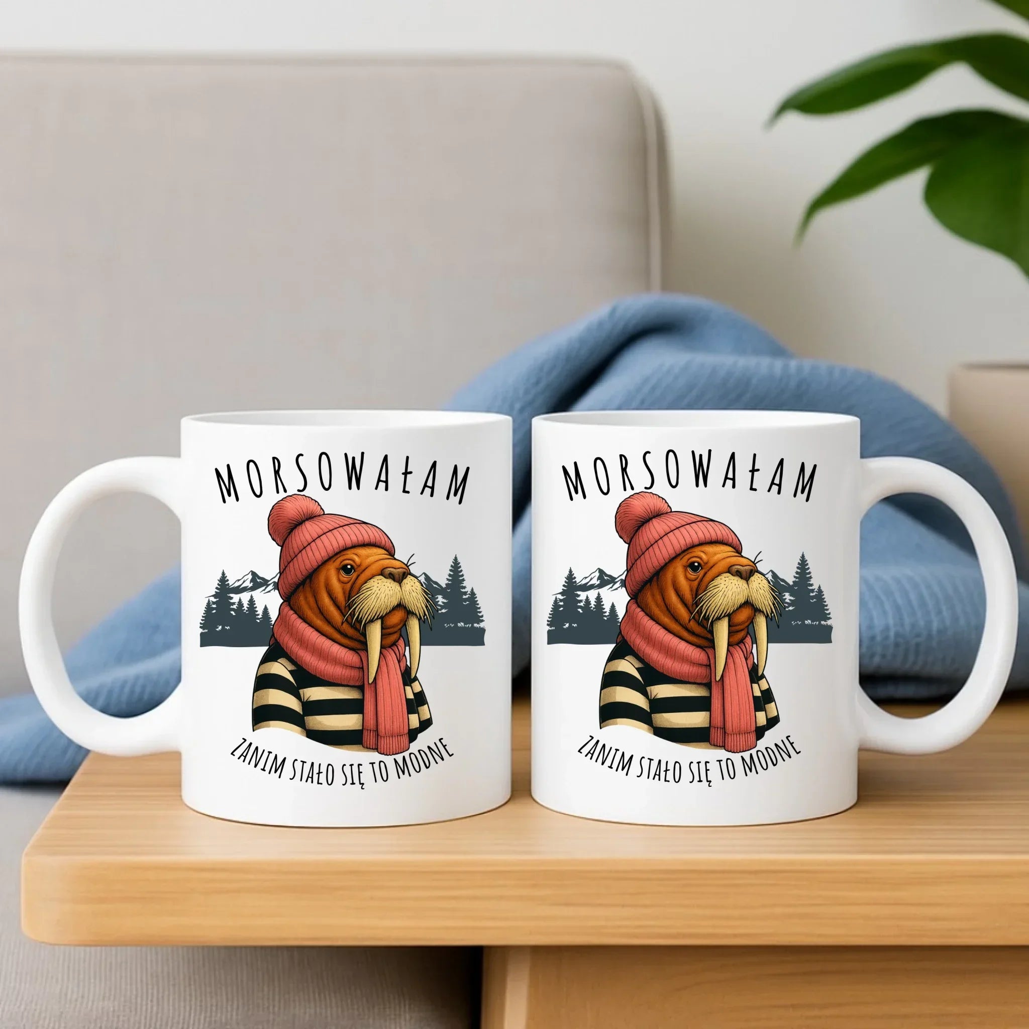 Zestaw poduszka i kubek - prezent dla morsa - Morsowałam zanim stało się to modne - Mors HM21 - StoryCups.pl
