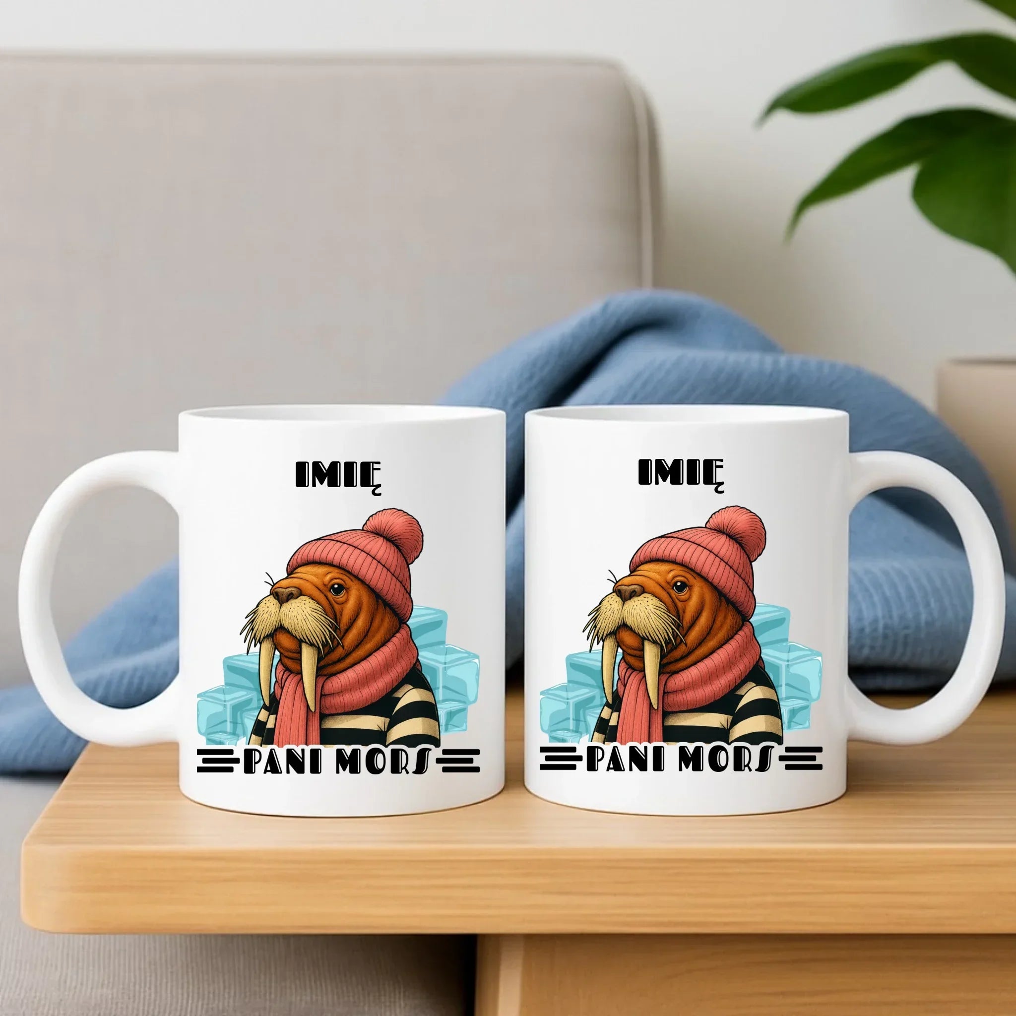 Zestaw poduszka i kubek - prezent dla morsa - Pani Mors - personalizowany HM16 - StoryCups.pl