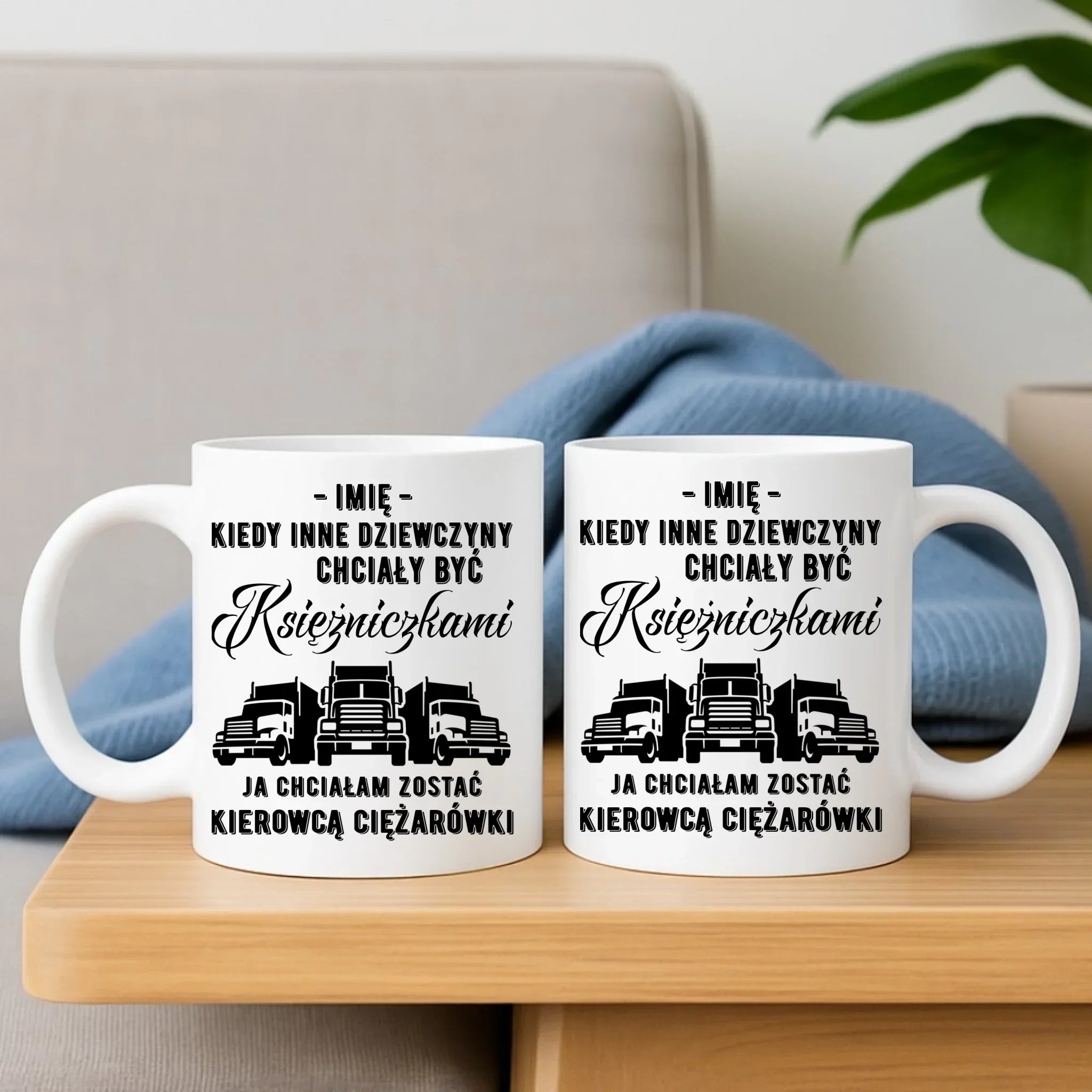 Zestaw poduszka i kubek dla kierowcy ciężarówki - Nie chciałam być księżniczką - personalizowany ZKT08 - StoryCups.pl