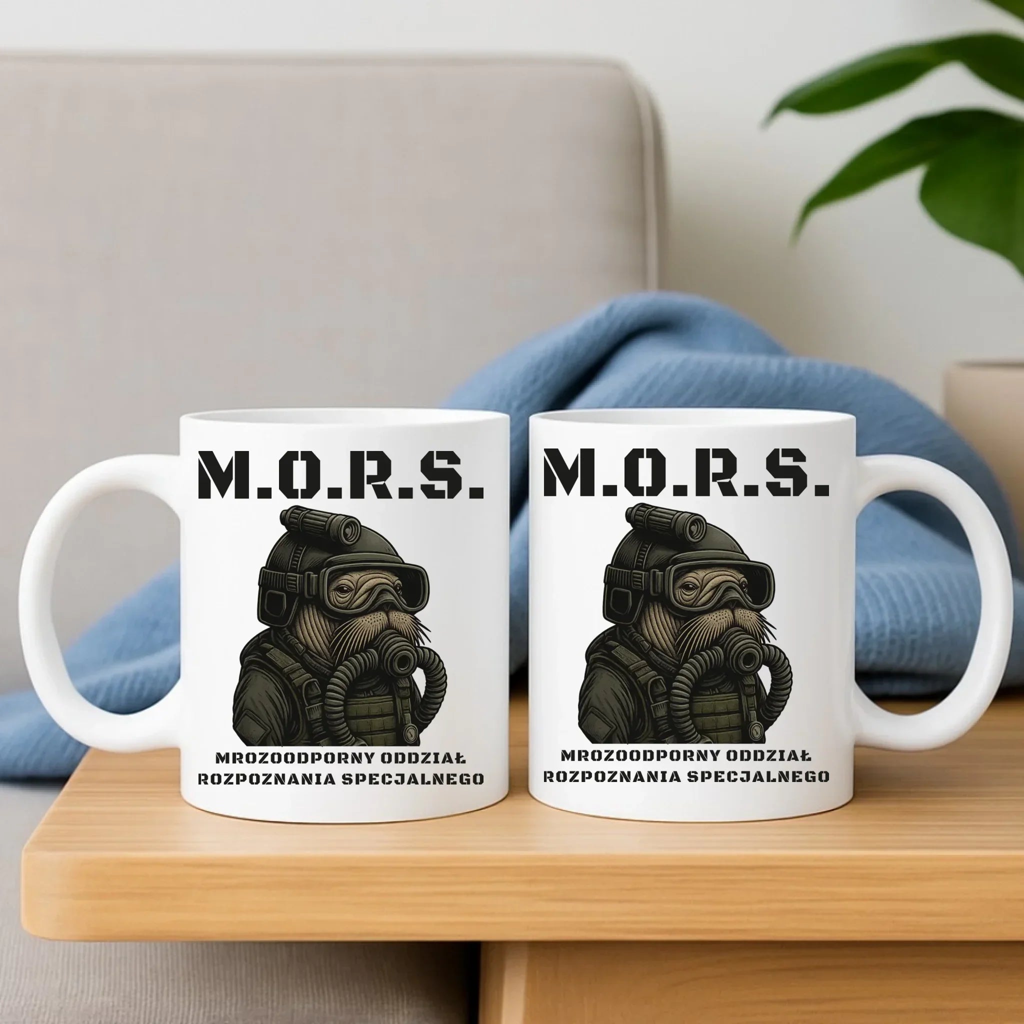 Zestaw poduszka i kubek - prezent dla morsa - M.O.R.S. Mrozoodporny Oddział Rozpoznania Specjalnego HM20 - StoryCups.pl