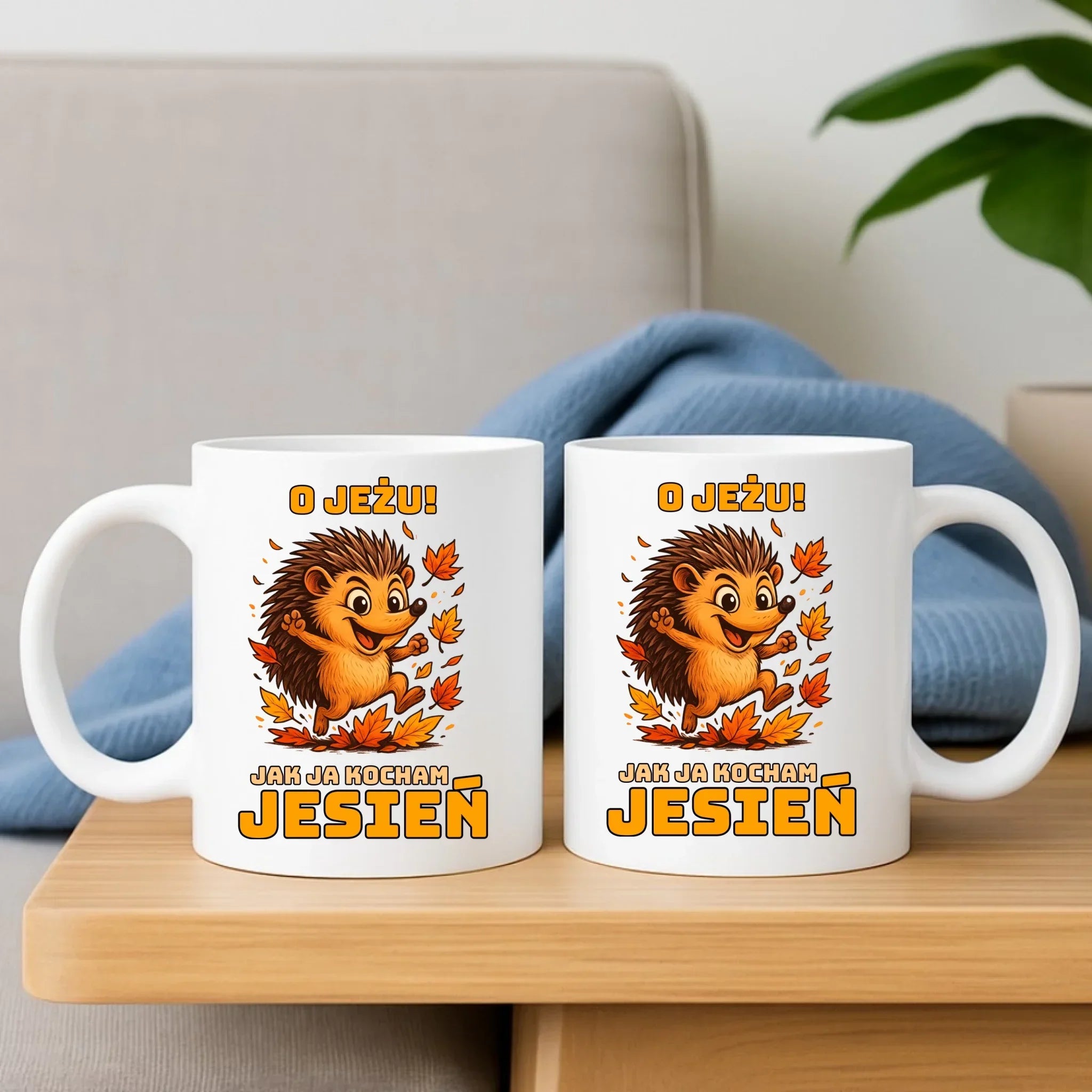 Zestaw poduszka i kubek jesienny - O JEŻU! Jak ja kocham jesień JS31 - StoryCups.pl