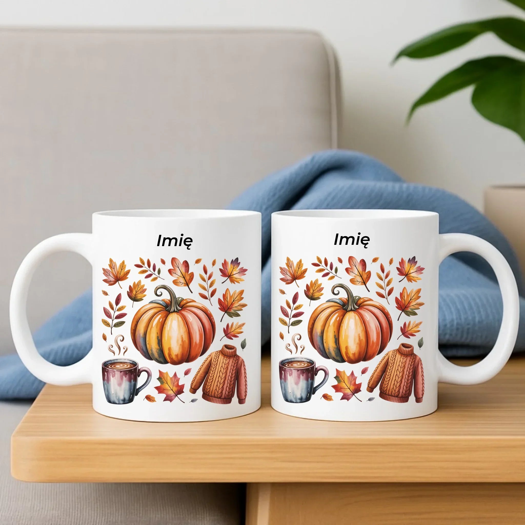 Zestaw poduszka i kubek jesienny - Złota jesień - personalizowany JS30 - StoryCups.pl
