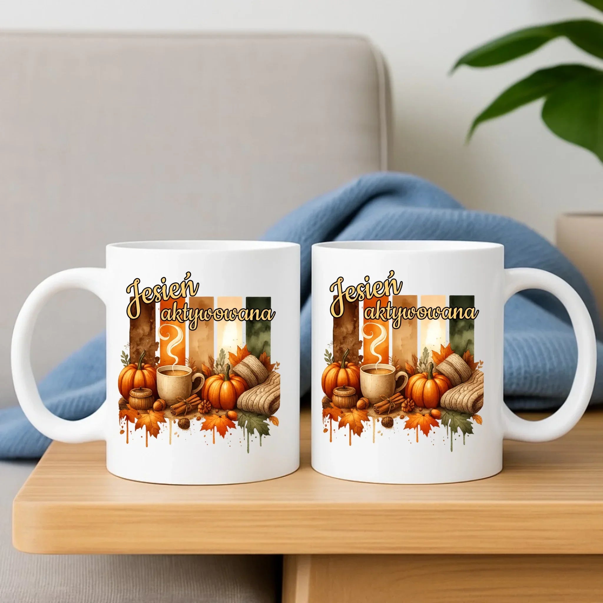 Zestaw poduszka i kubek jesienny - Jesień aktywowana JS26 - StoryCups.pl