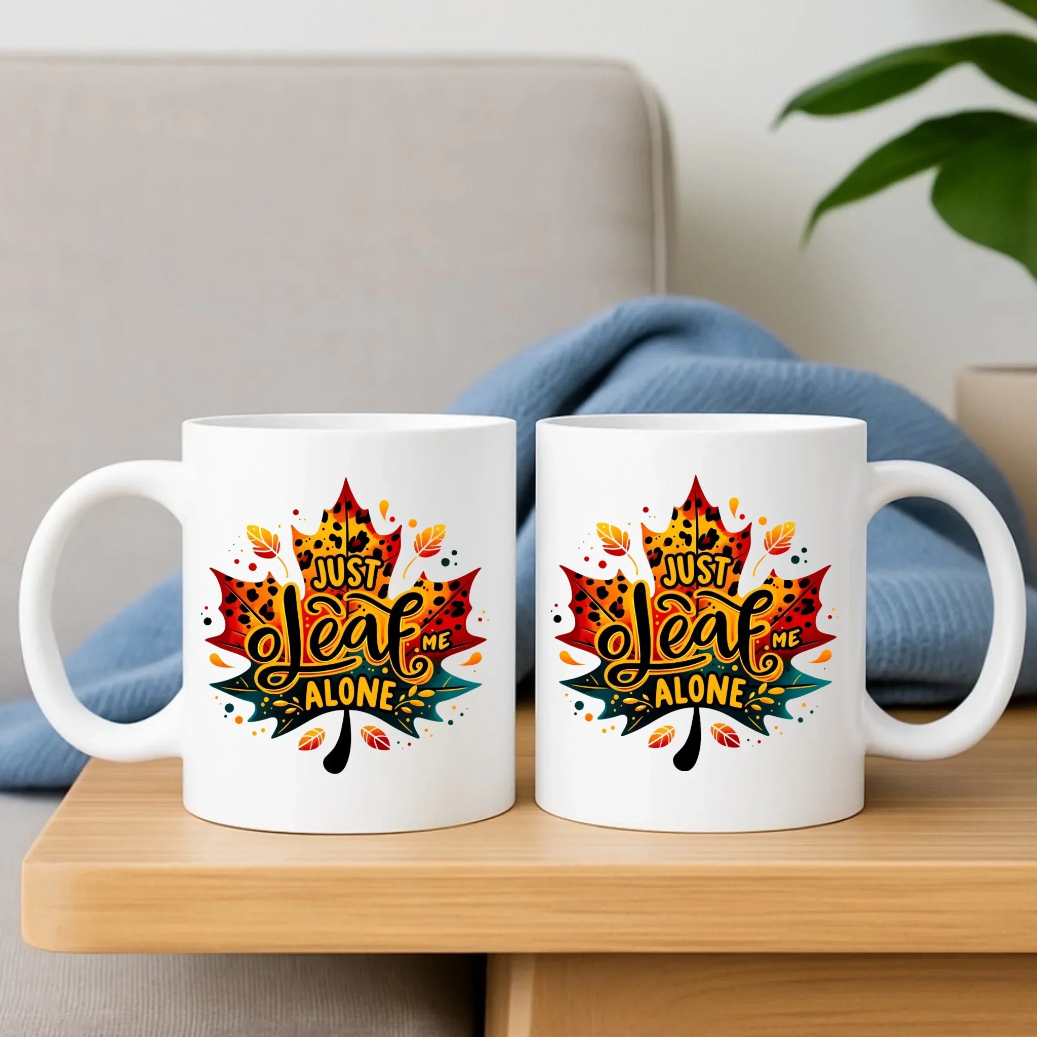 Zestaw poduszka i kubek jesienny - Just leaf me alone JS22 - StoryCups.pl