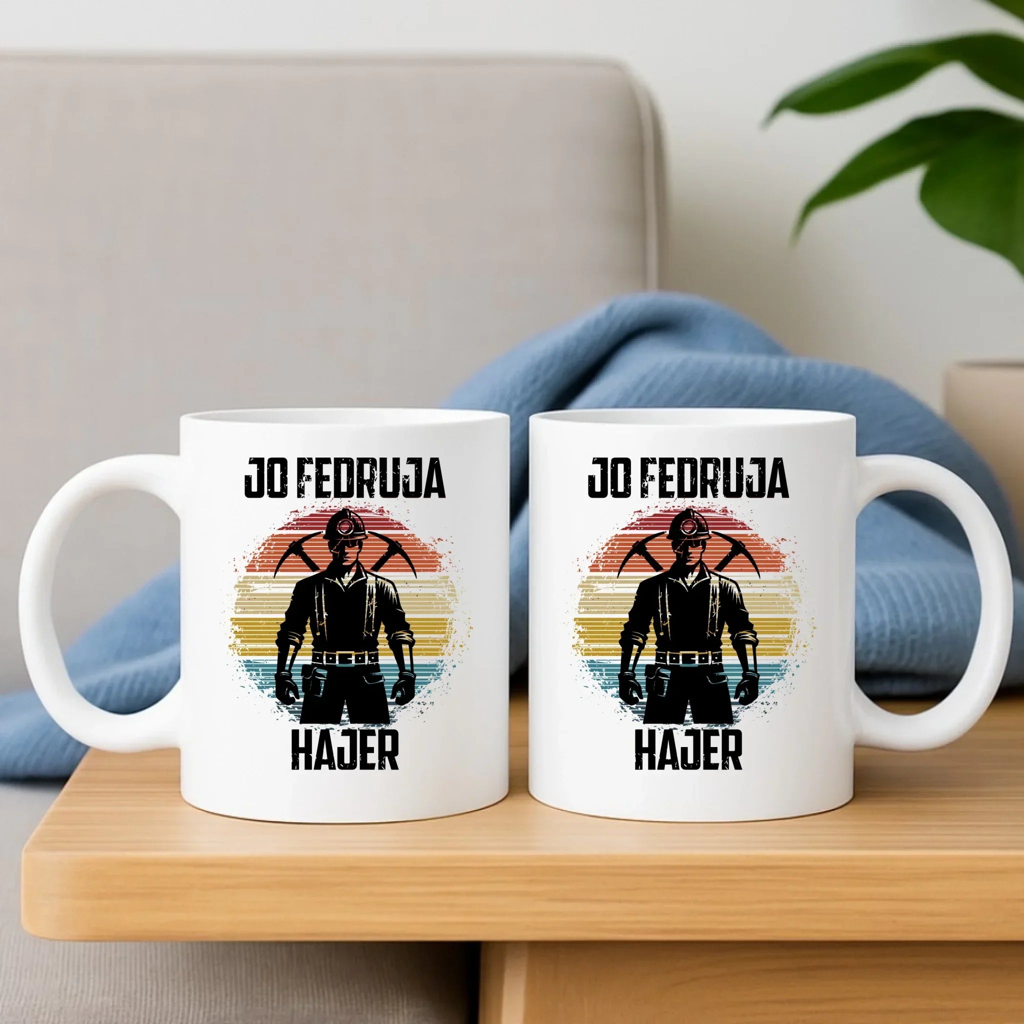 Zestaw poduszka i kubek - prezent dla górnika - Jo fedruja Hajer G26 - StoryCups.pl