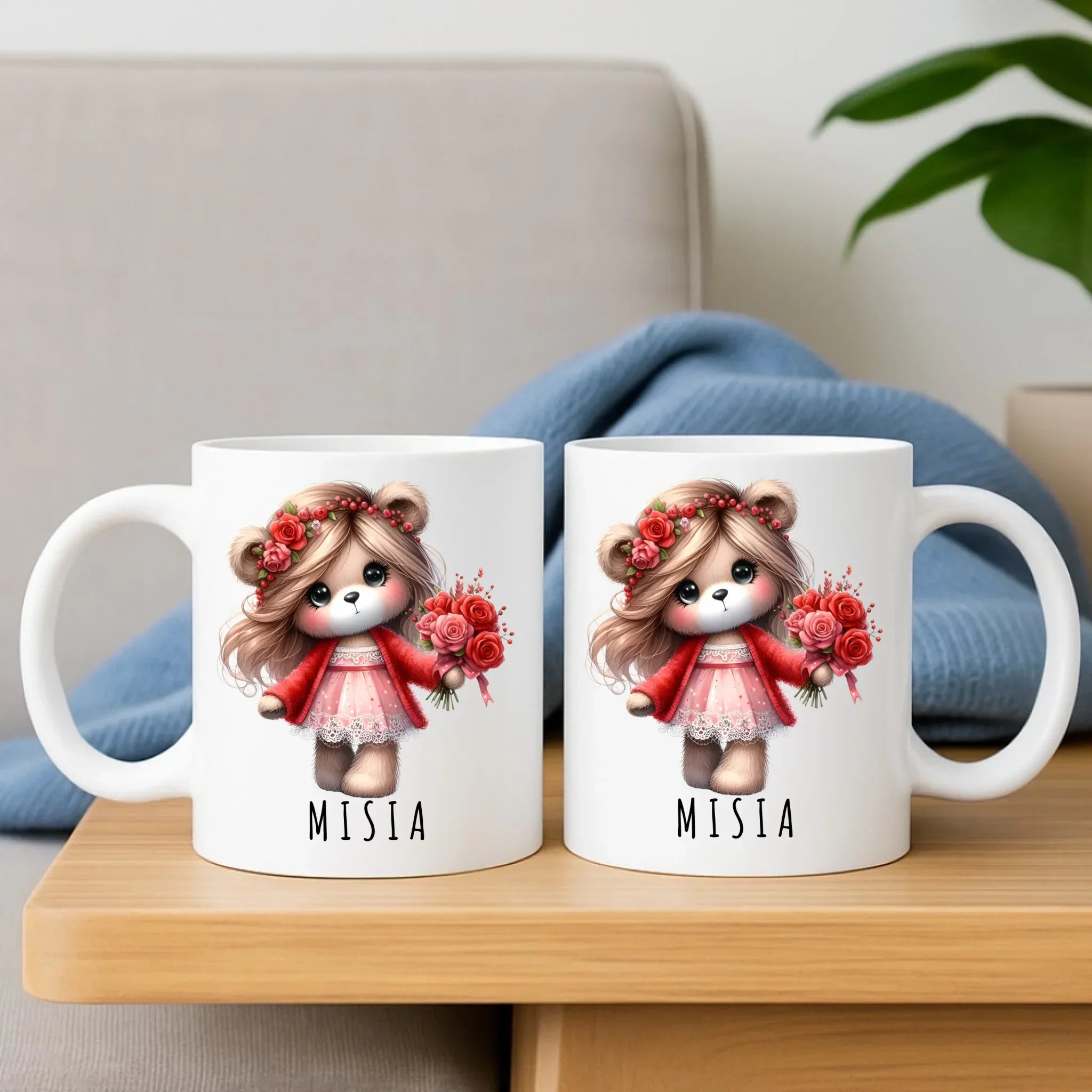 Zestaw poduszka i kubek dla dziewczyny - Misia W35 - StoryCups.pl