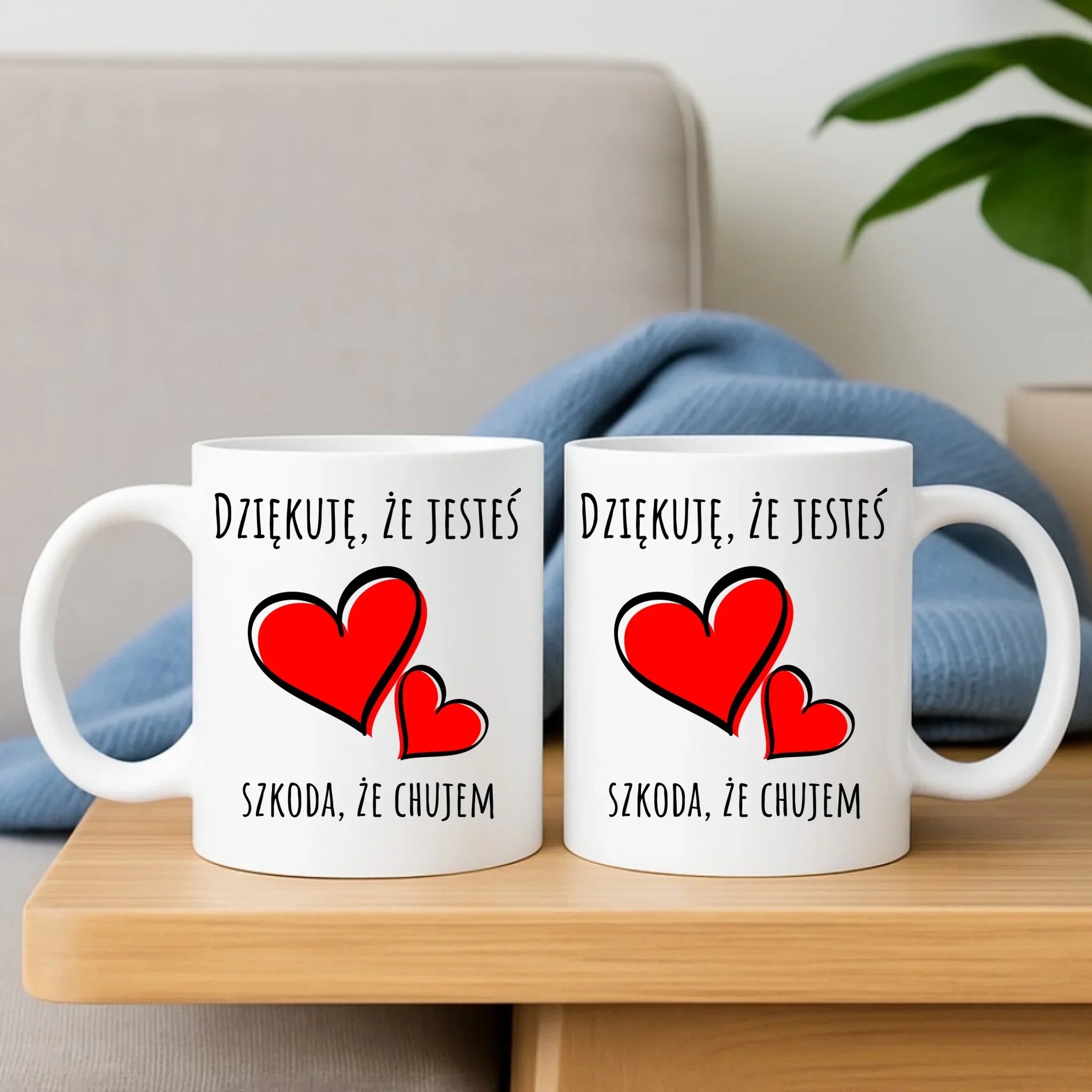 Zestaw poduszka i kubek - Dziękuję, że jesteś szkoda, że ch#jem - bez cenzury DCH10 - StoryCups.pl
