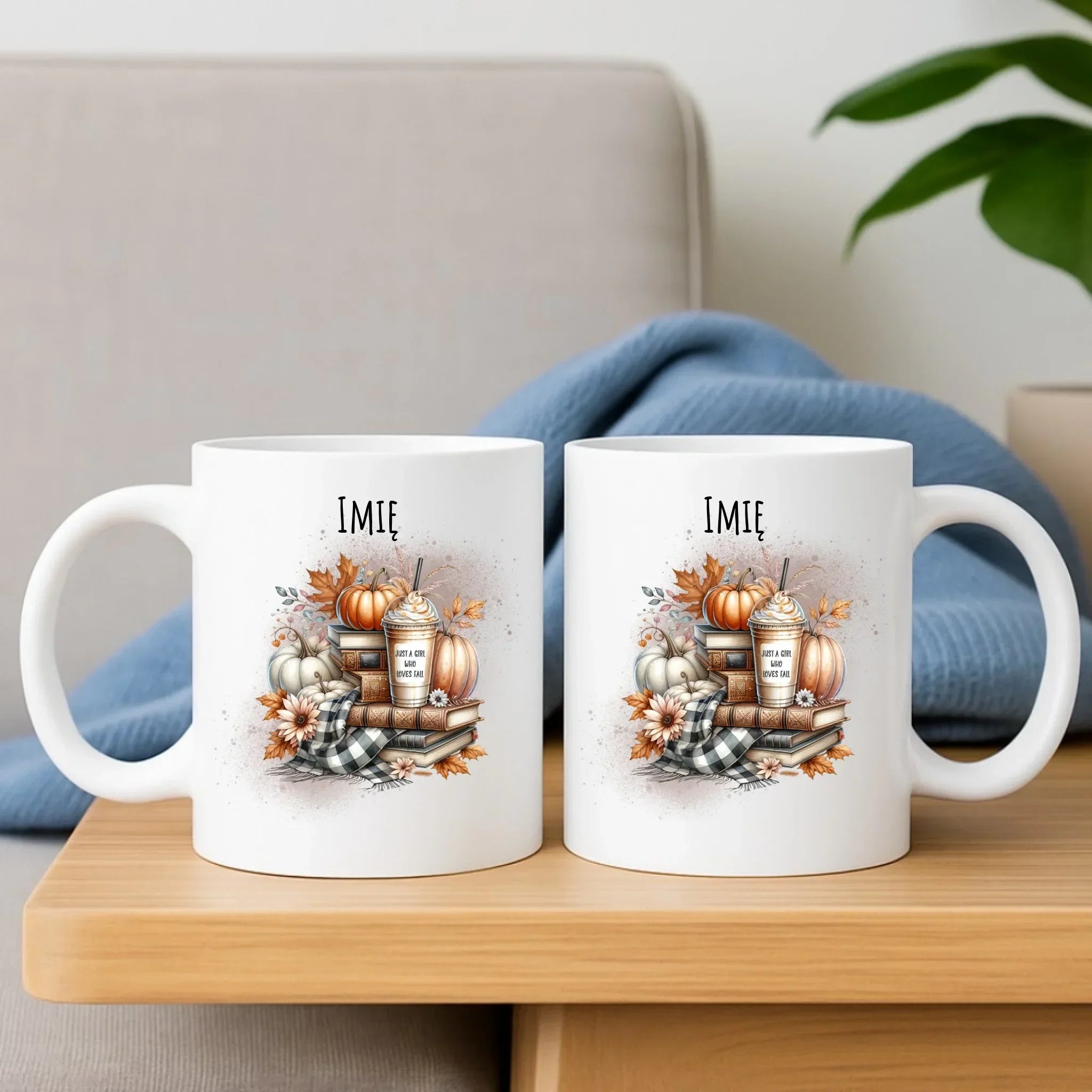 Zestaw poduszka i kubek jesienny - Książkara - personalizowany JS14 - StoryCups.pl