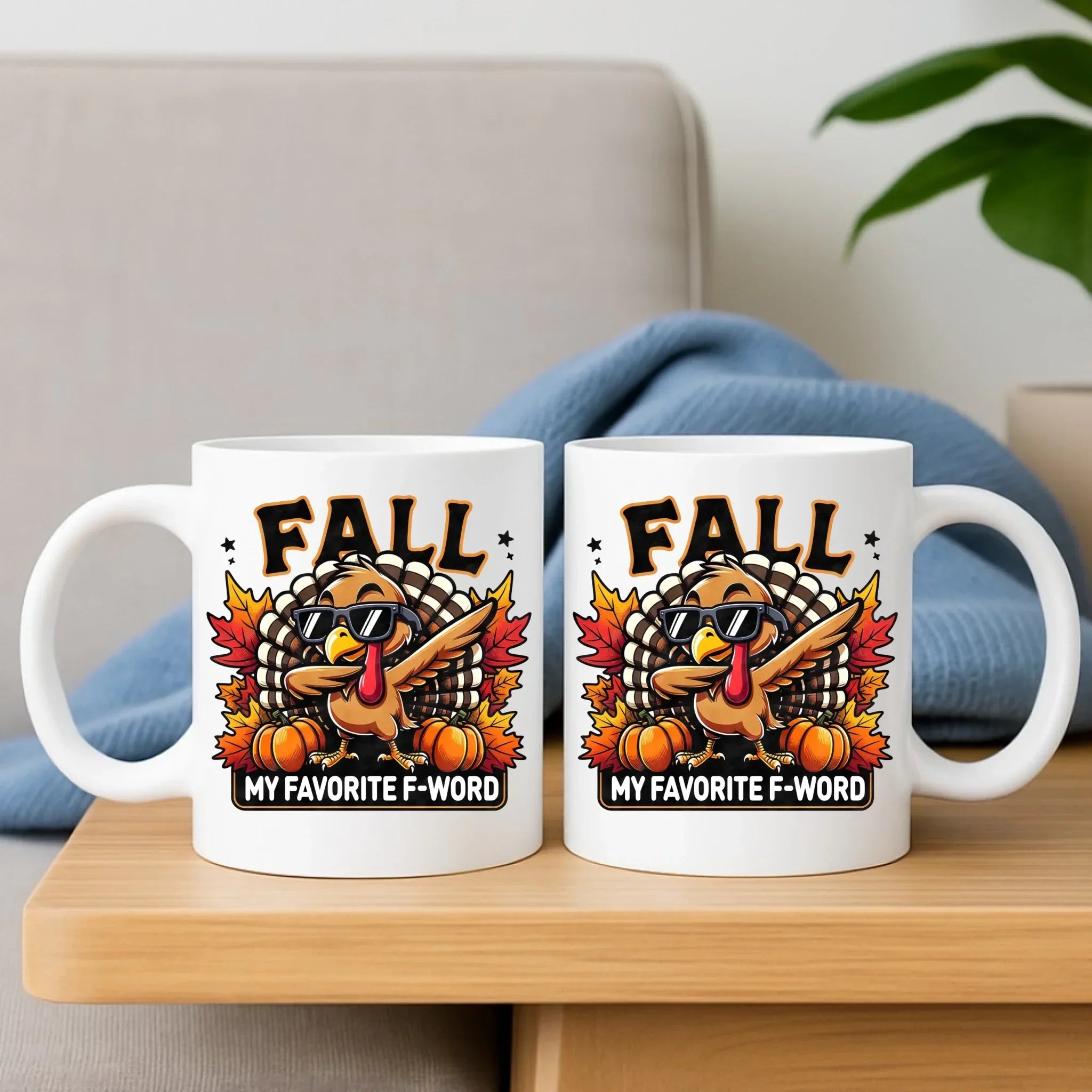 Zestaw poduszka i kubek jesienny - FALL my favorite F-word JS11 - StoryCups.pl