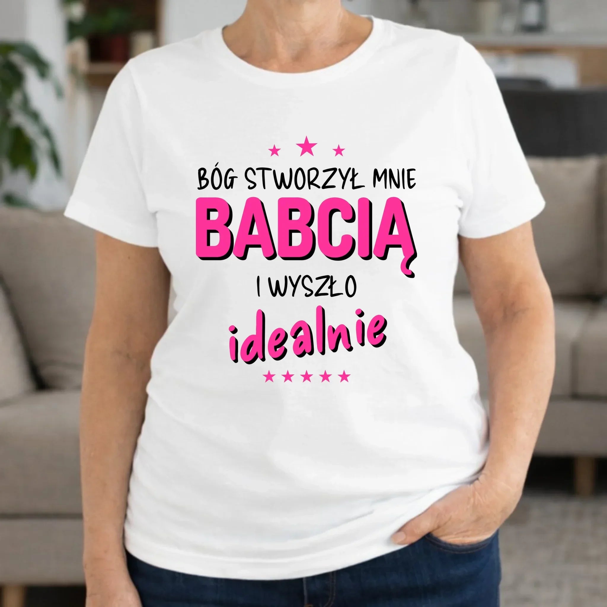 Koszulka dla babci - Bóg stworzył mnie babcią i wyszło idealnie B08 - StoryCups.pl