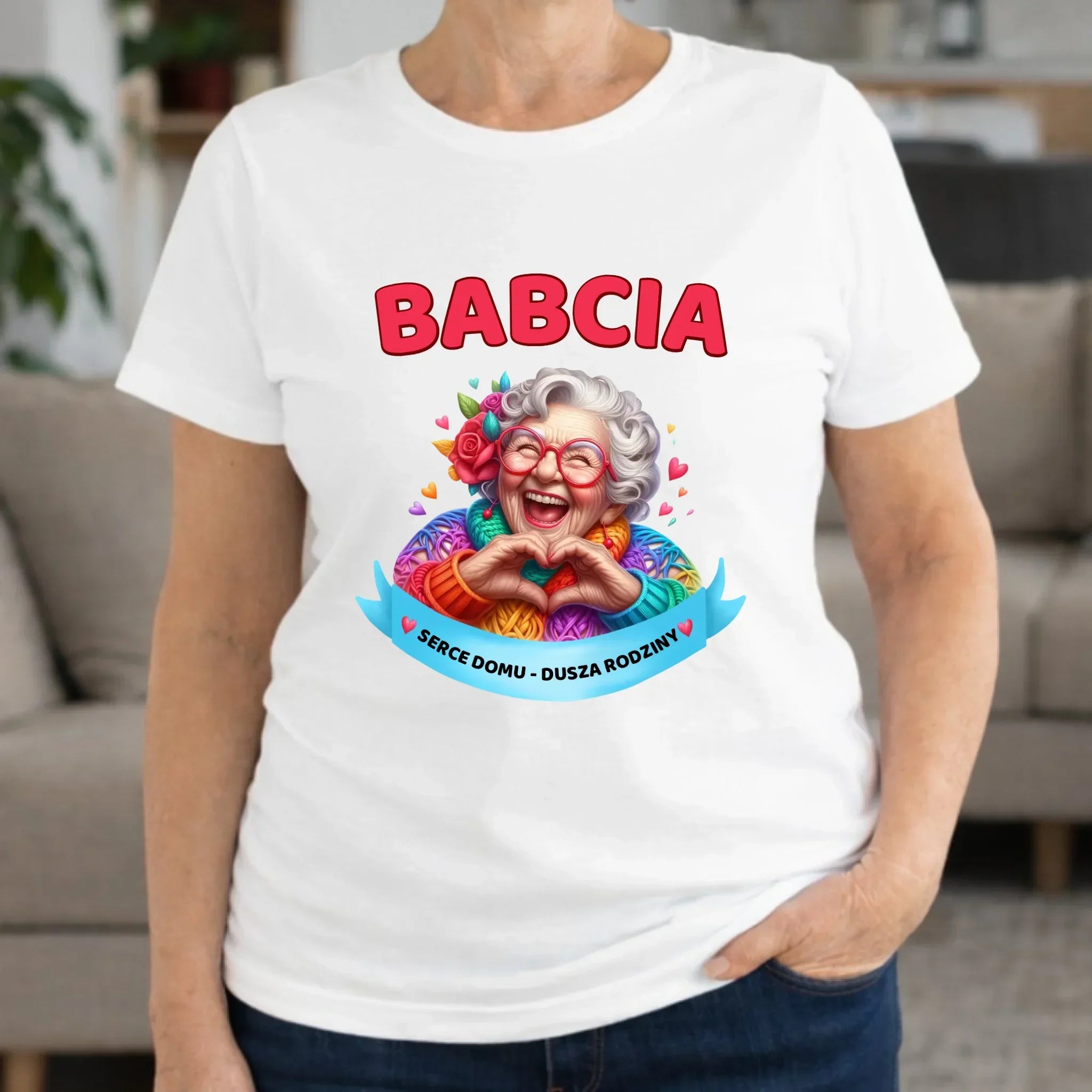 Koszulka dla babci - Babcia serce domu dusza rodziny B25 - StoryCups.pl