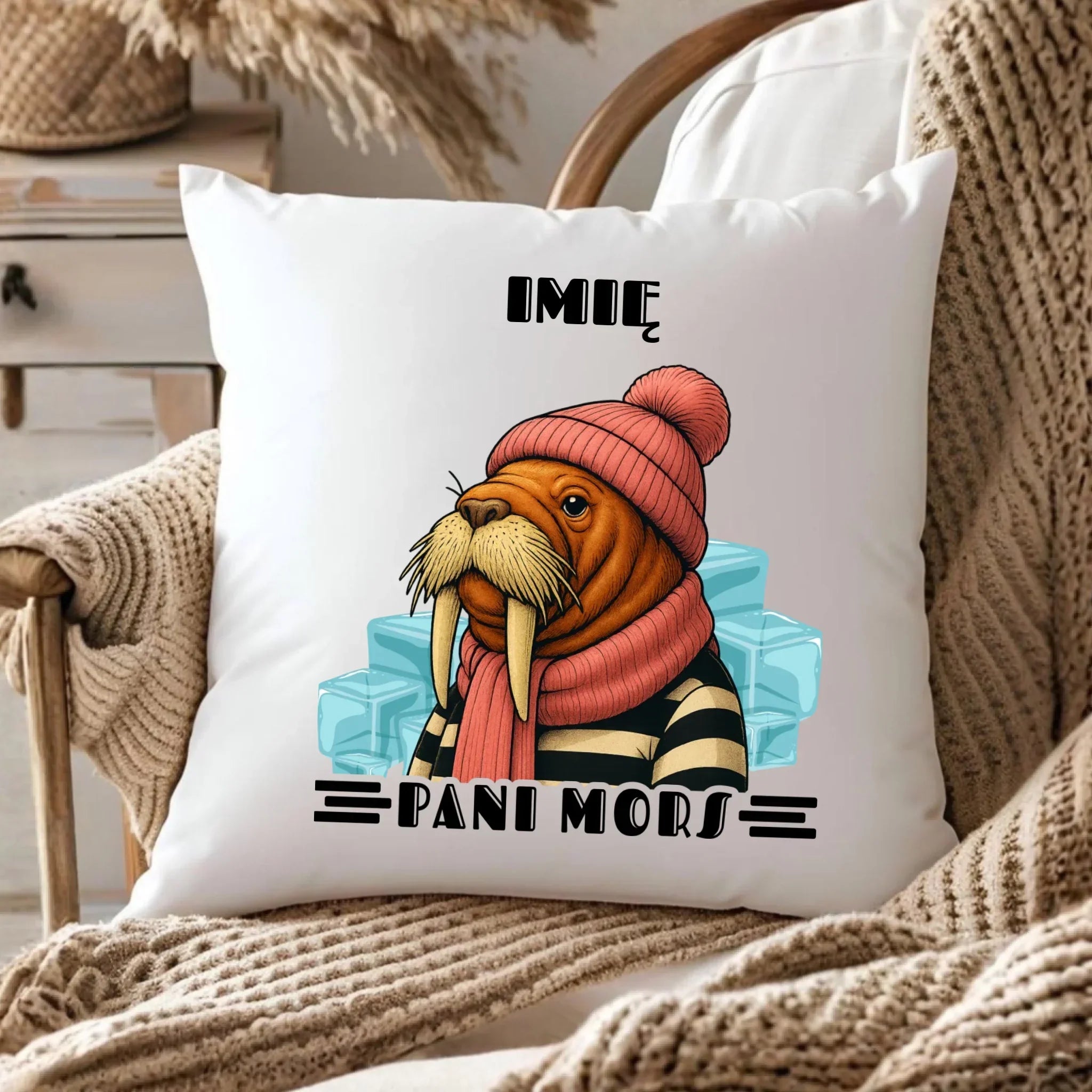 Poduszka - prezent dla morsa - Pani Mors - personalizowana HM16 - StoryCups.pl