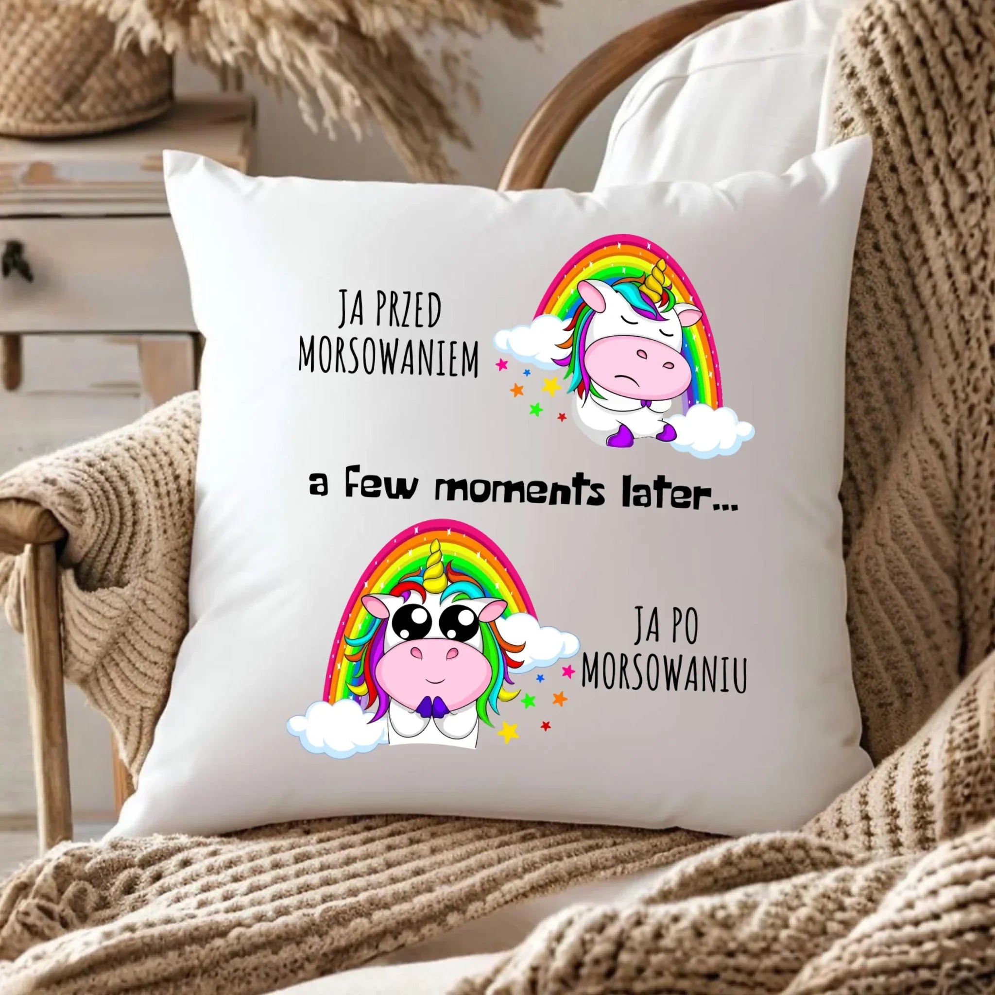 Poduszka - prezent dla morsa - Jednorożec - Ja po morsowaniu HM11 - StoryCups.pl