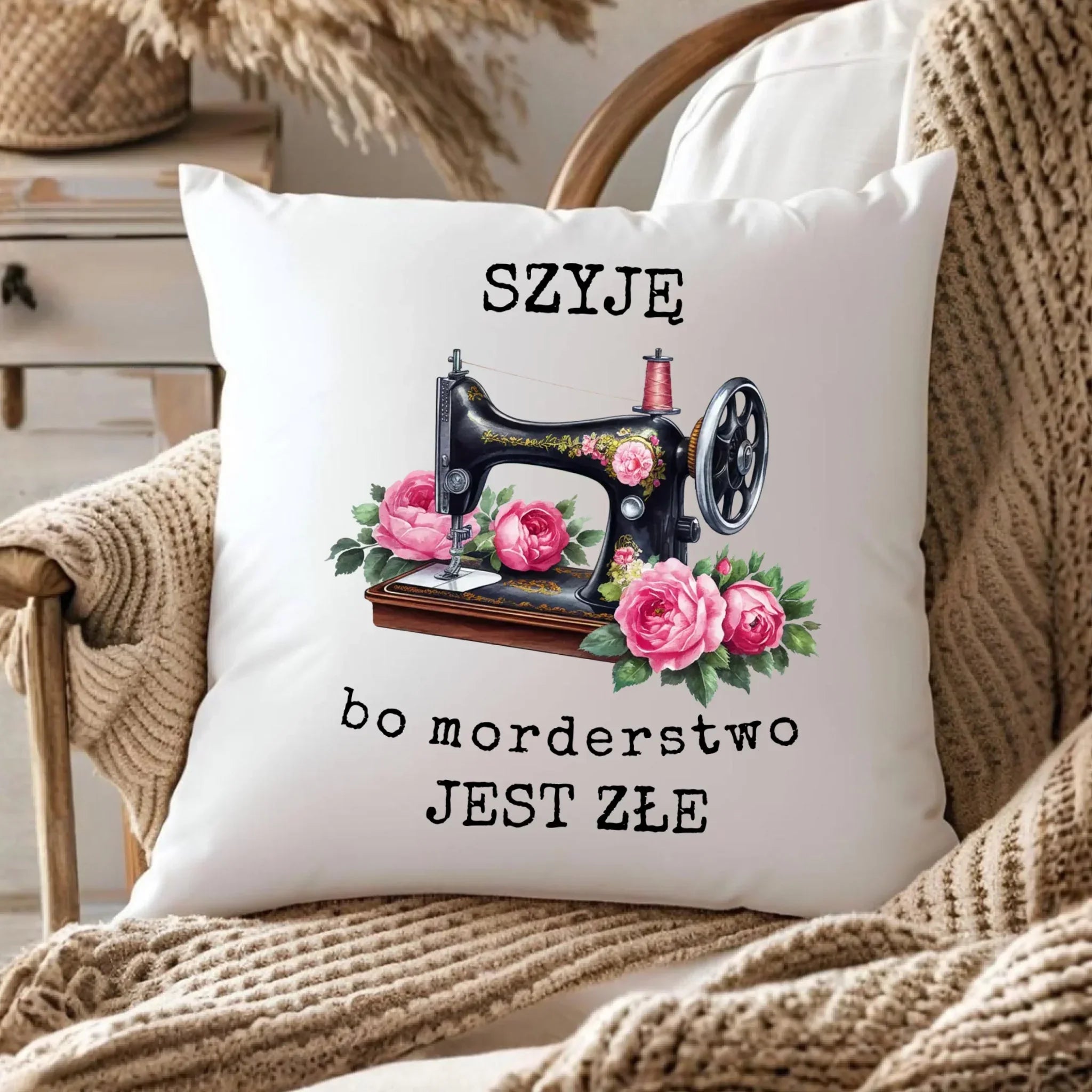 Poduszka szyciowa dla krawcowej - Szyję, bo morderstwo jest złe HS14 - StoryCups.pl