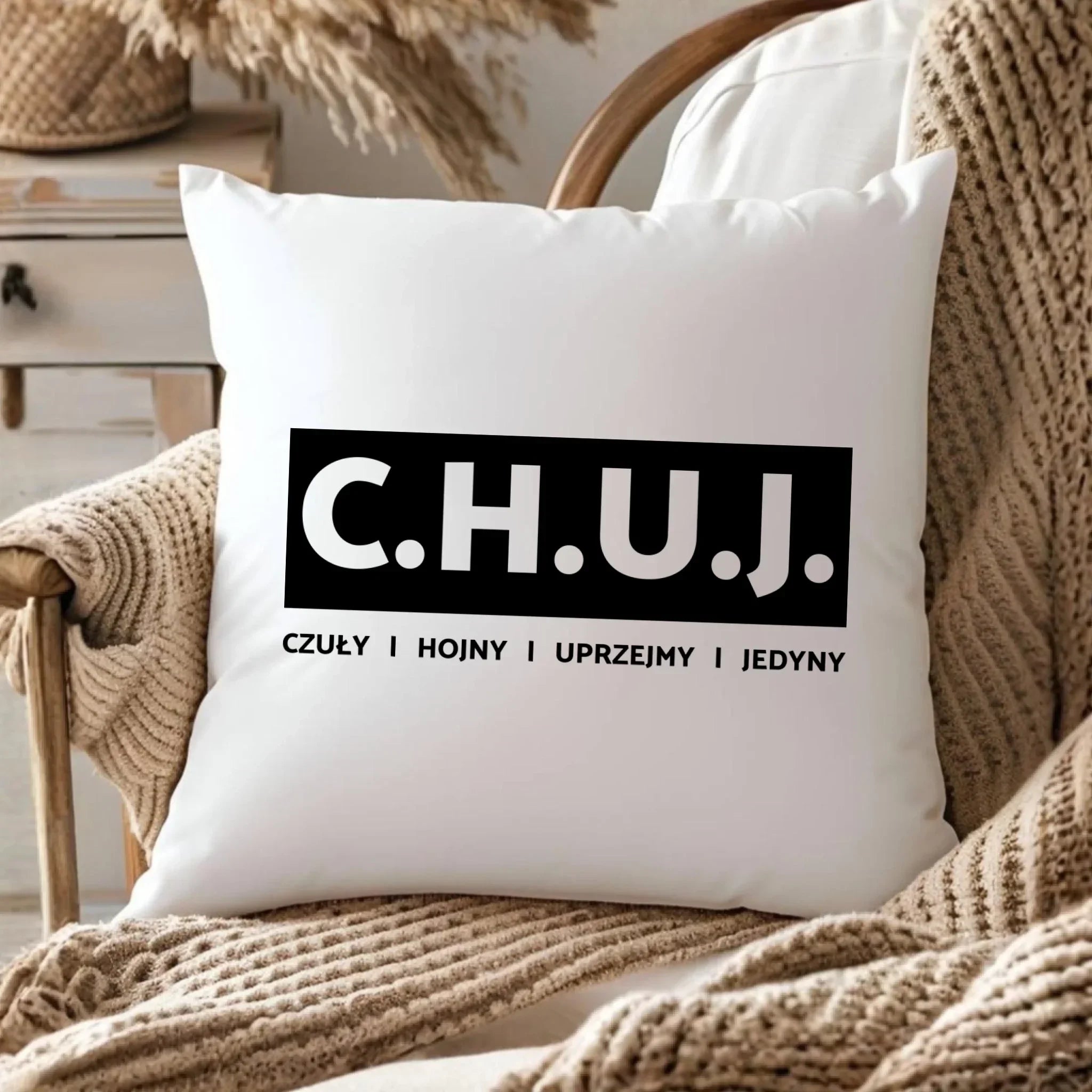 Poduszka - prezent dla kolegi na Dzień Chłopaka przyjaciela - C.H.U.J. - bez cenzury DCH12 - StoryCups.pl