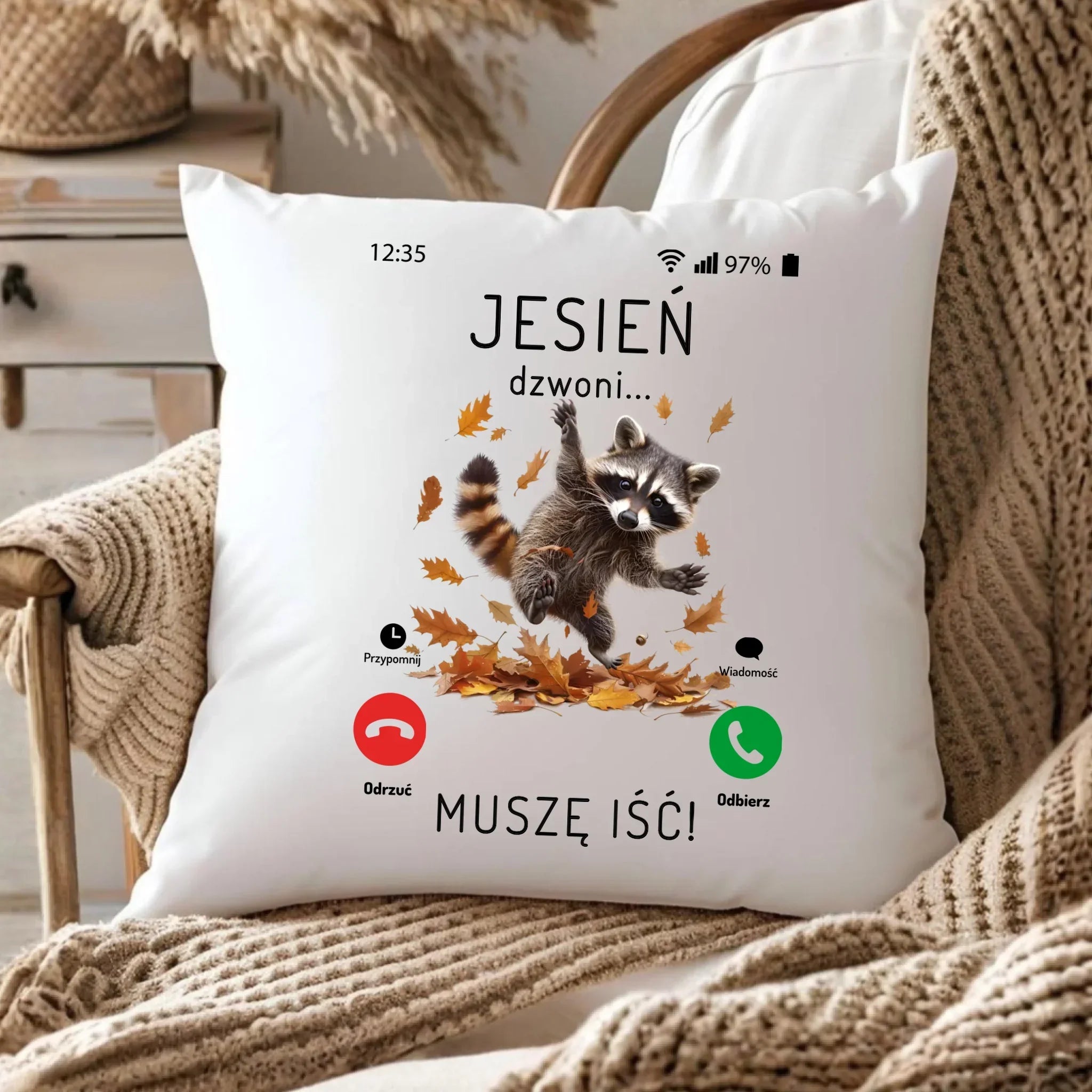 Poduszka jesienna - Jesień dzwoni muszę iść JS18 - StoryCups.pl