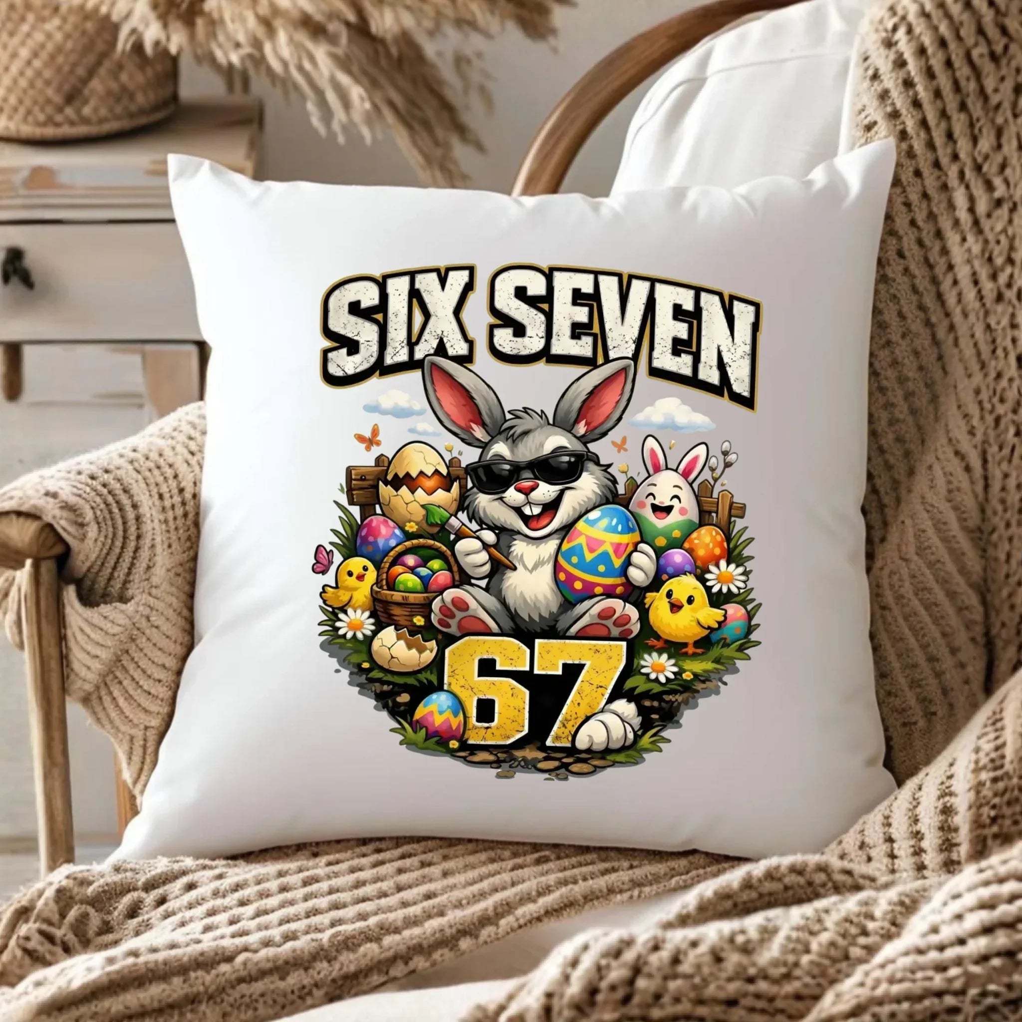 Poduszka wielkanocna - Zając Six Seven 67 WN10 - StoryCups.pl