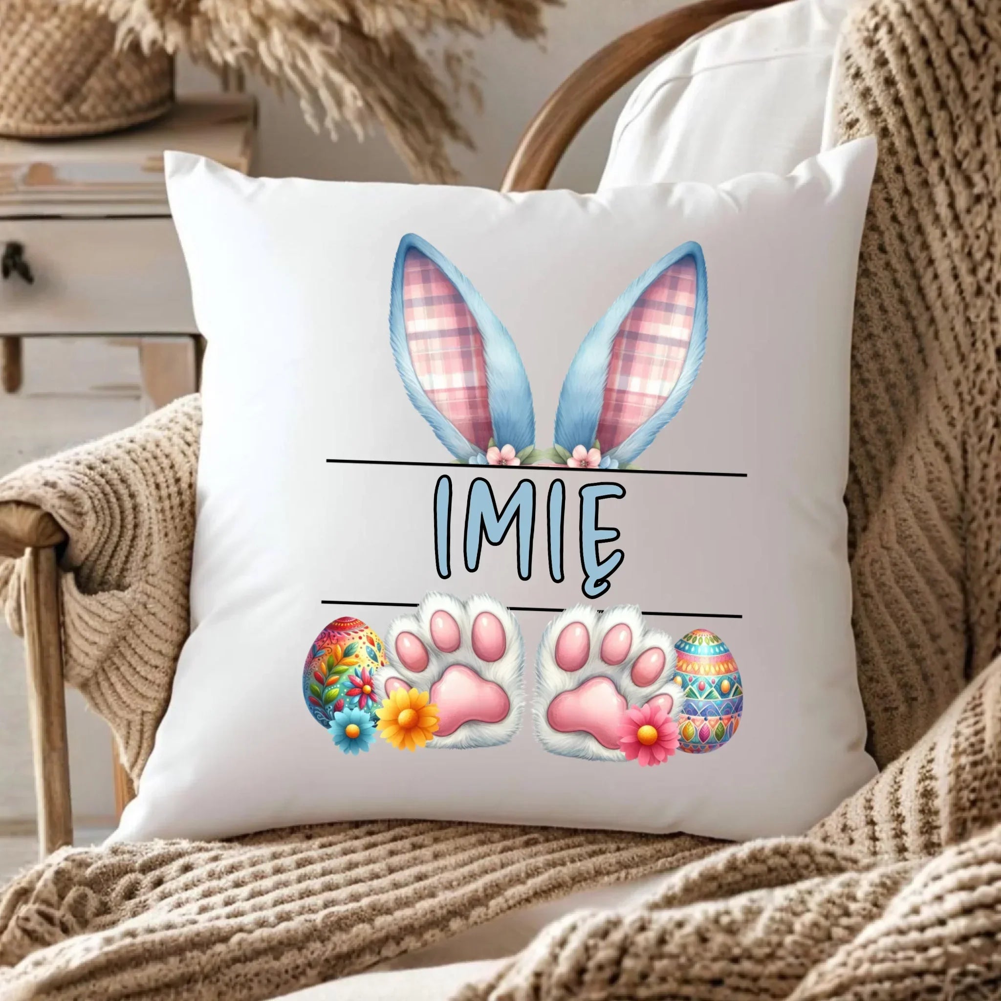 Poduszka wielkanocna dla chłopca - Zajączek - personalizowana WN11 - StoryCups.pl