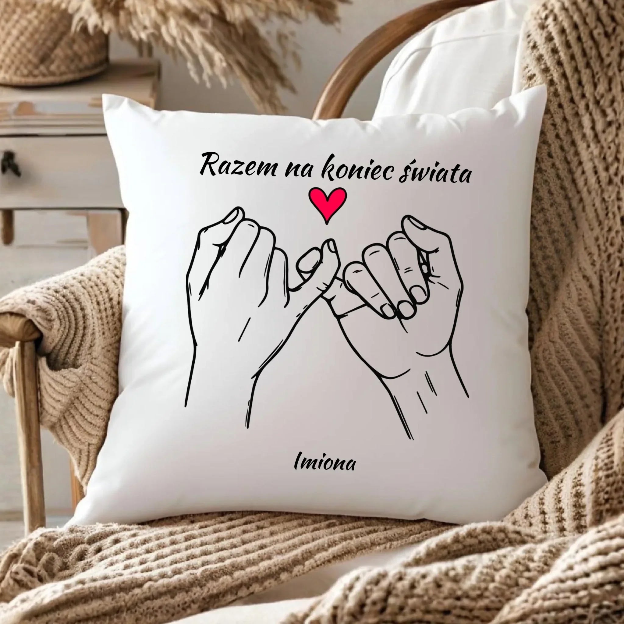 Poduszka dla par - Razem na koniec świata - personalizowana W60 - StoryCups.pl