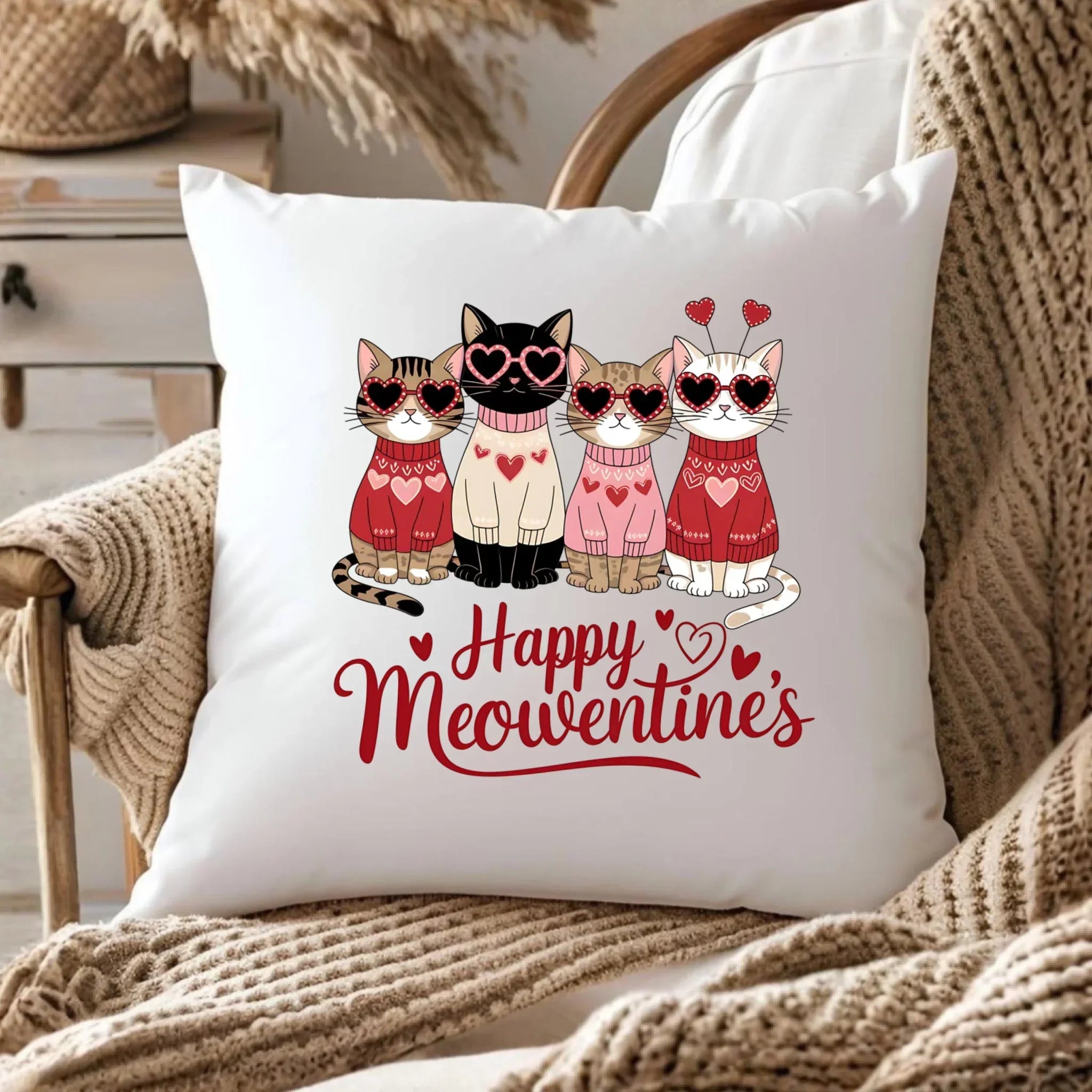 Poduszka na Walentynki dla kociary - Happy Meowentine's W25 - StoryCups.pl