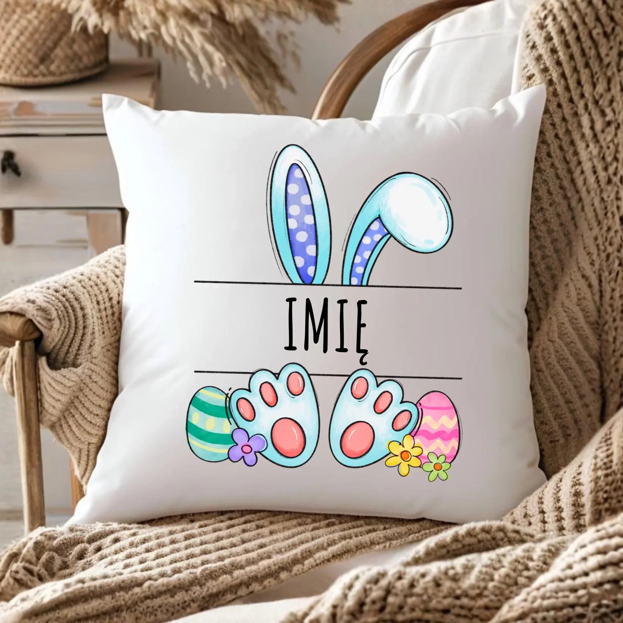 Poduszka dla dziecka na Wielkanoc - Zajączek - personalizowana WN14 - StoryCups.pl