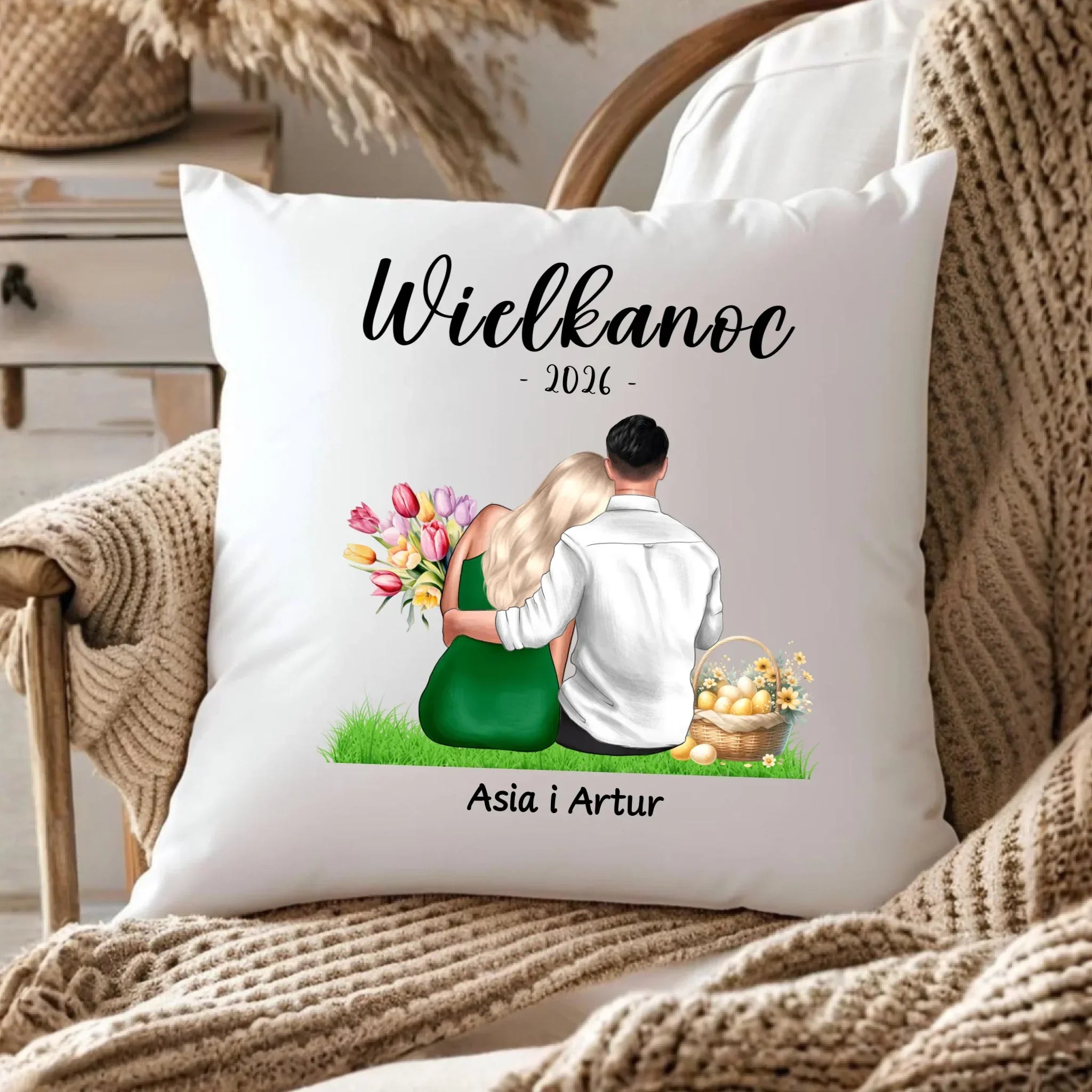 Poduszka na Wielkanoc dla par - personalizowana WN36 - StoryCups.pl