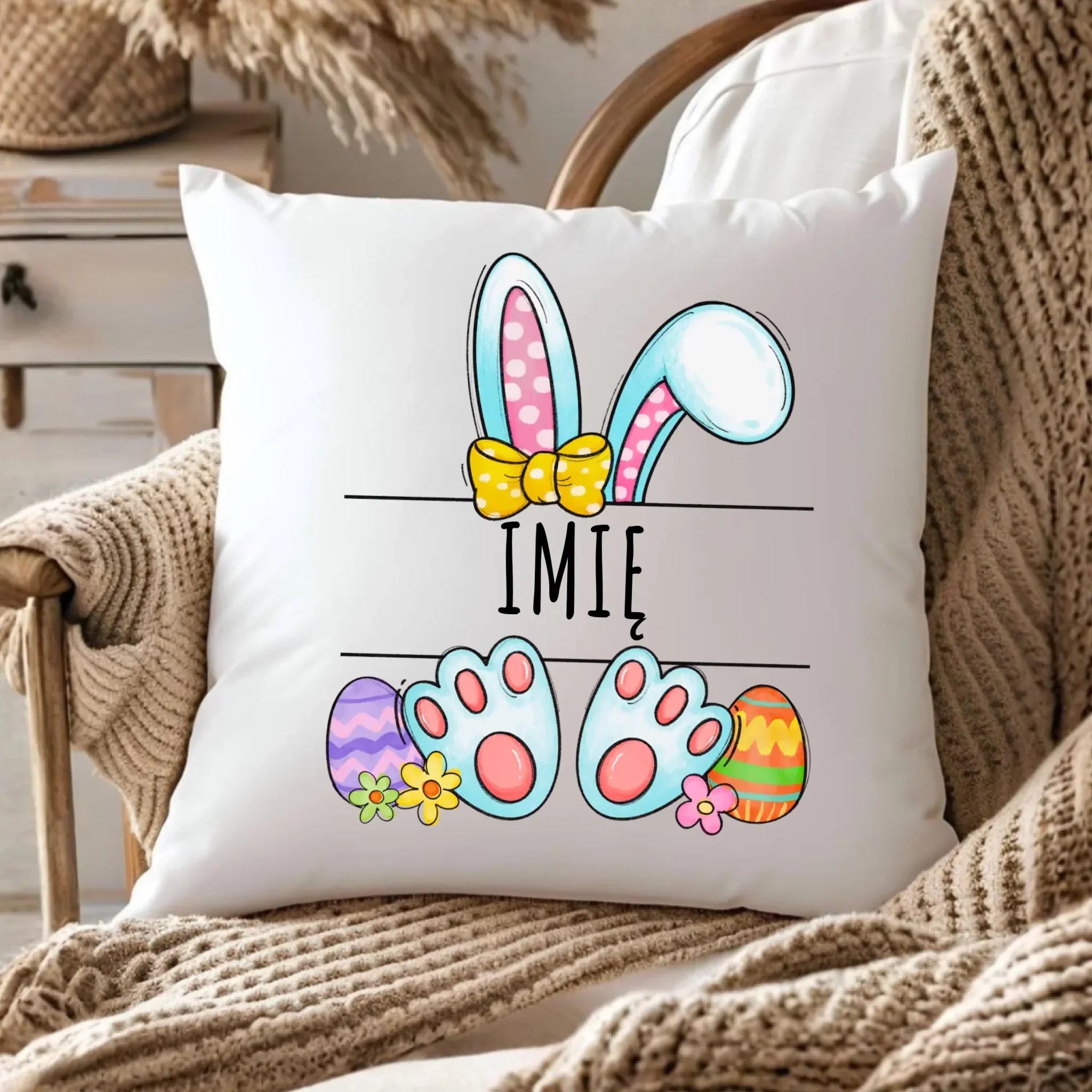 Poduszka wielkanocna dla dziecka - Zajączek - personalizowana WN15 - StoryCups.pl