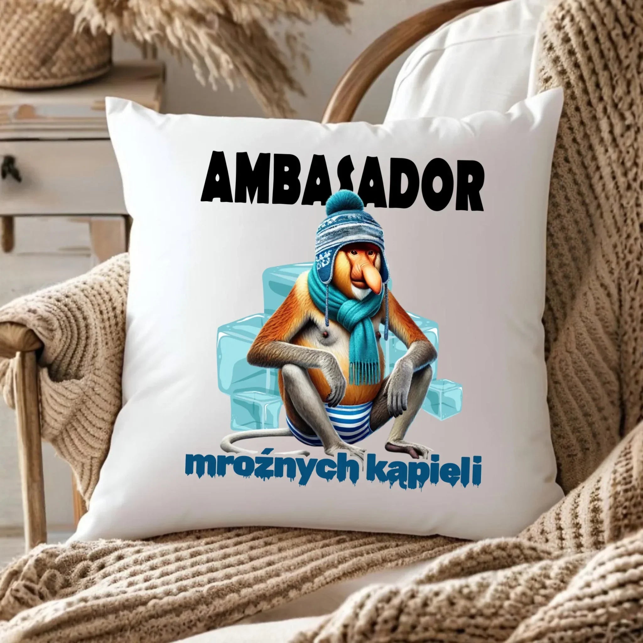 Poduszka - prezent dla morsa - Janusz Nosacz Mors - Ambasador mroźnych kąpieli HM03 - StoryCups.pl