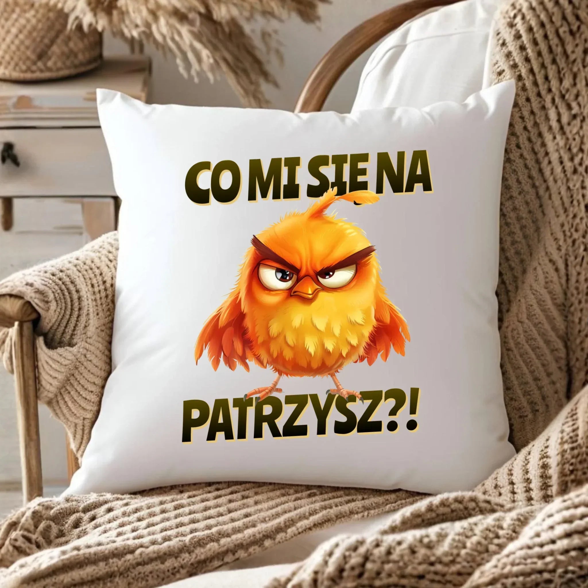 Poduszka - Prezent dla chłopaka kolegi - Co mi się na ptaka patrzysz DCH24 - StoryCups.pl