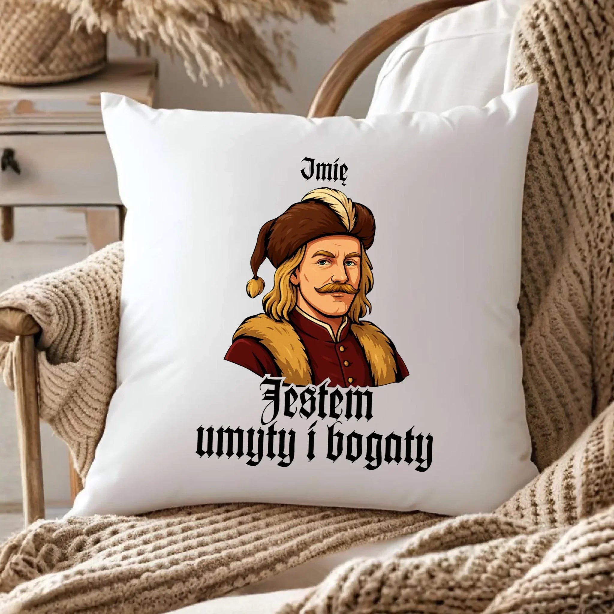 Poduszka - Jestem umyty i bogaty - dla fanów serialu 1670 - personalizowana H60 - StoryCups.pl
