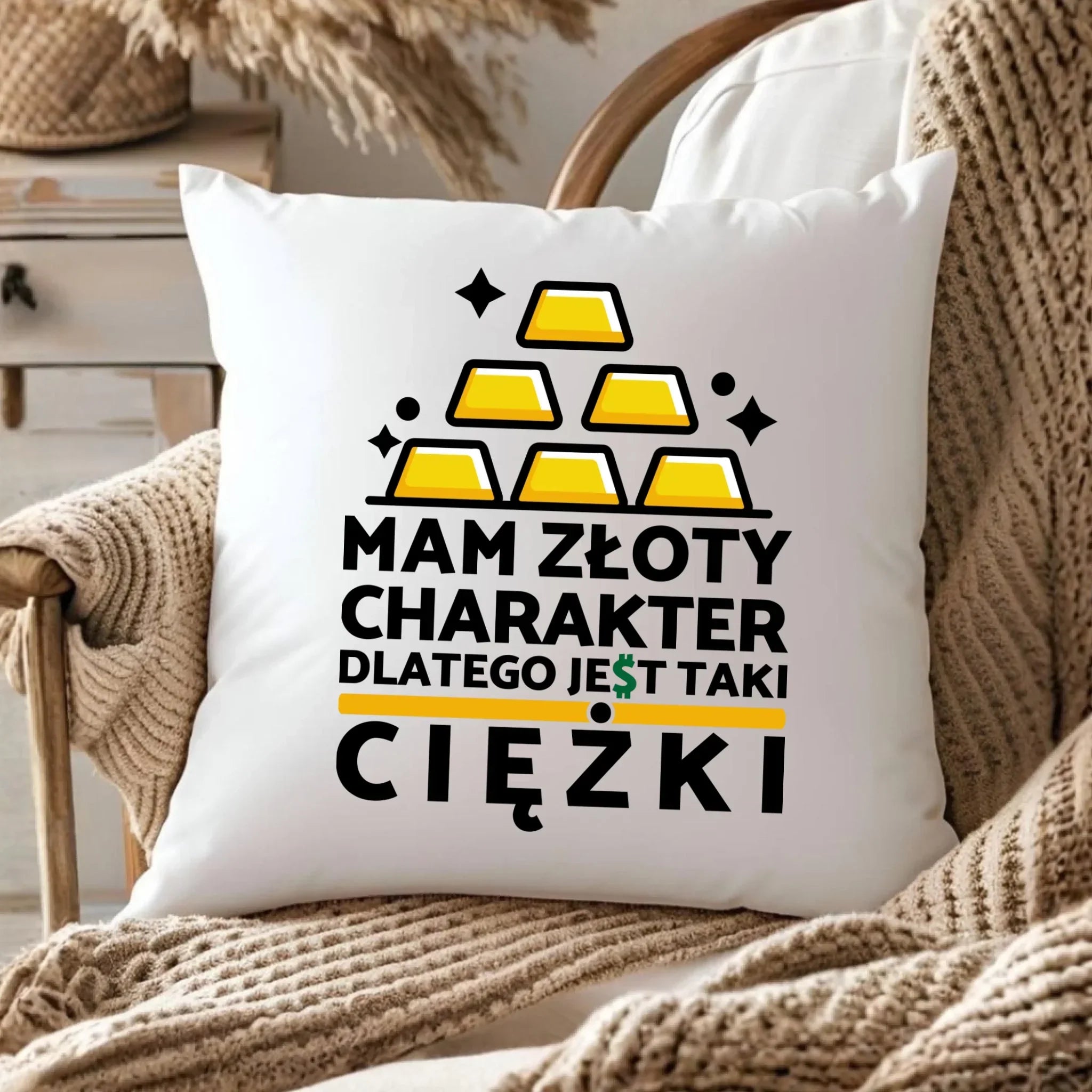 Poduszka - prezent dla chłopaka - Złoty charakter DCH16 - StoryCups.pl