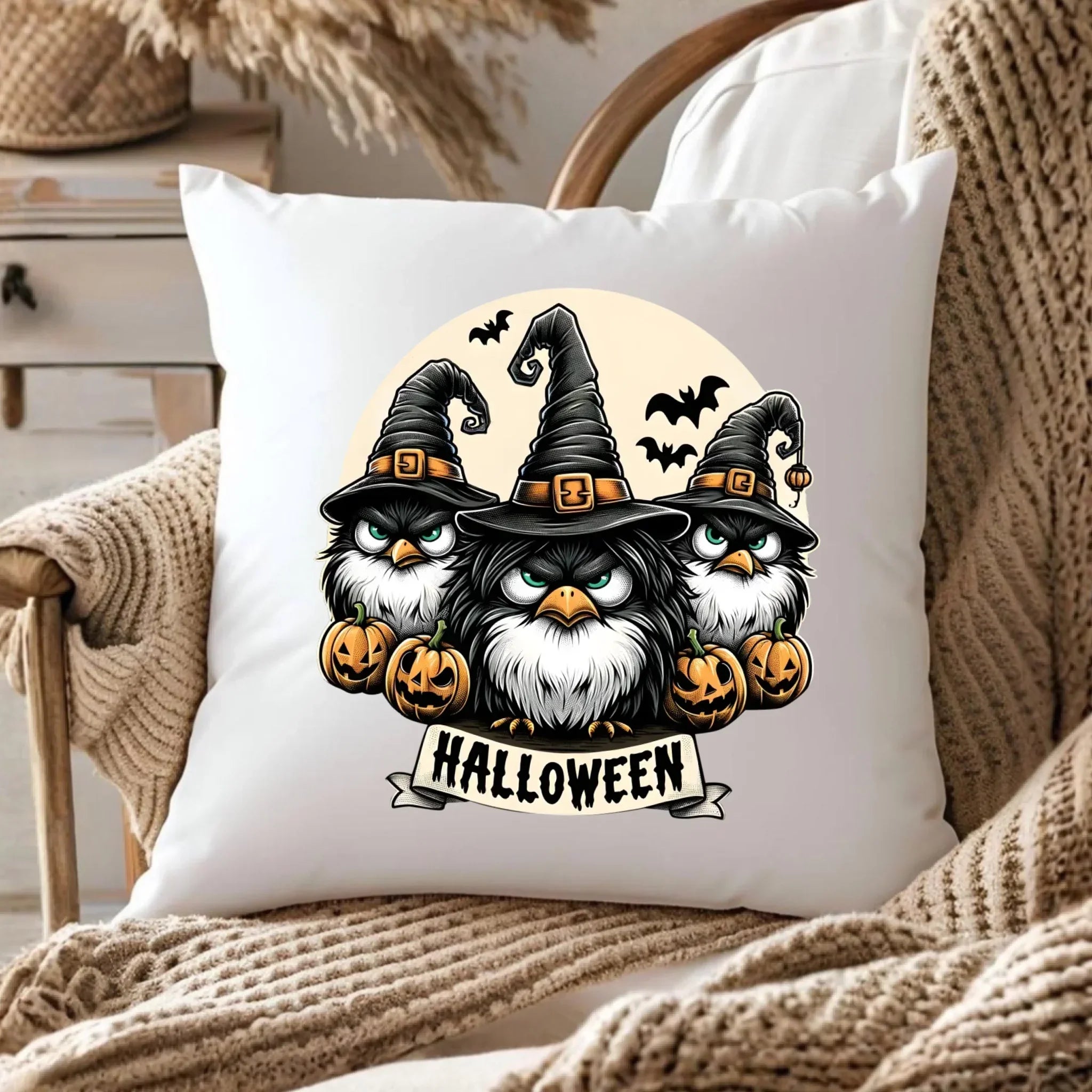 Poduszka na Halloween - Upiorne sowy wiedźmy HL15 - StoryCups.pl