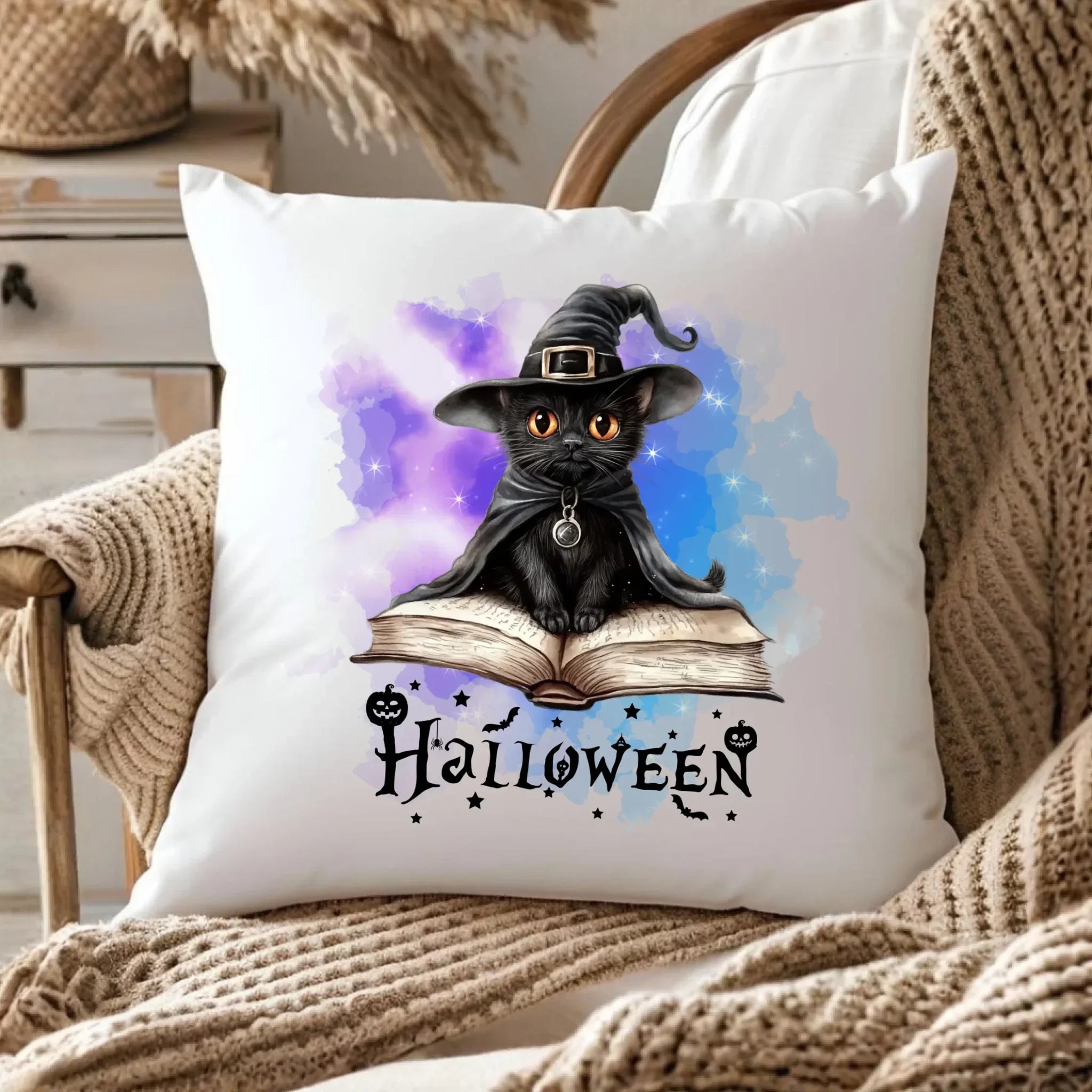 Poduszka na Halloween - Kot Czarodziej HL06 - StoryCups.pl