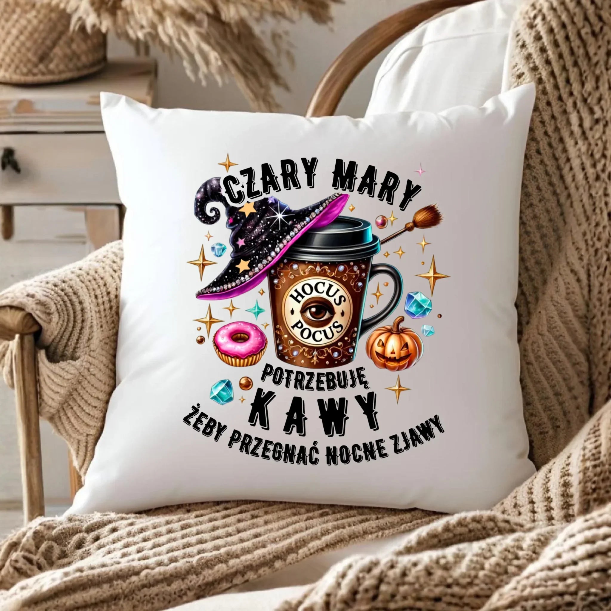 Poduszka na Halloween - Potrzebuję kawy HL03 - StoryCups.pl