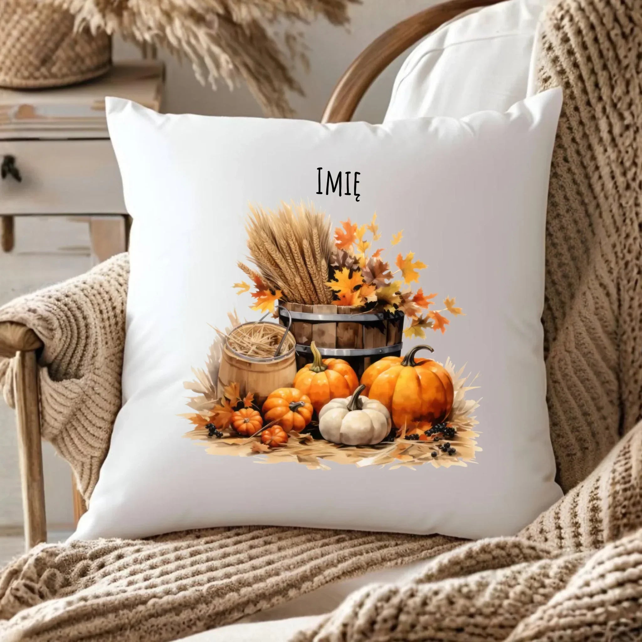 Poduszka na jesień - Harvest vibes - personalizowana JS09 - StoryCups.pl
