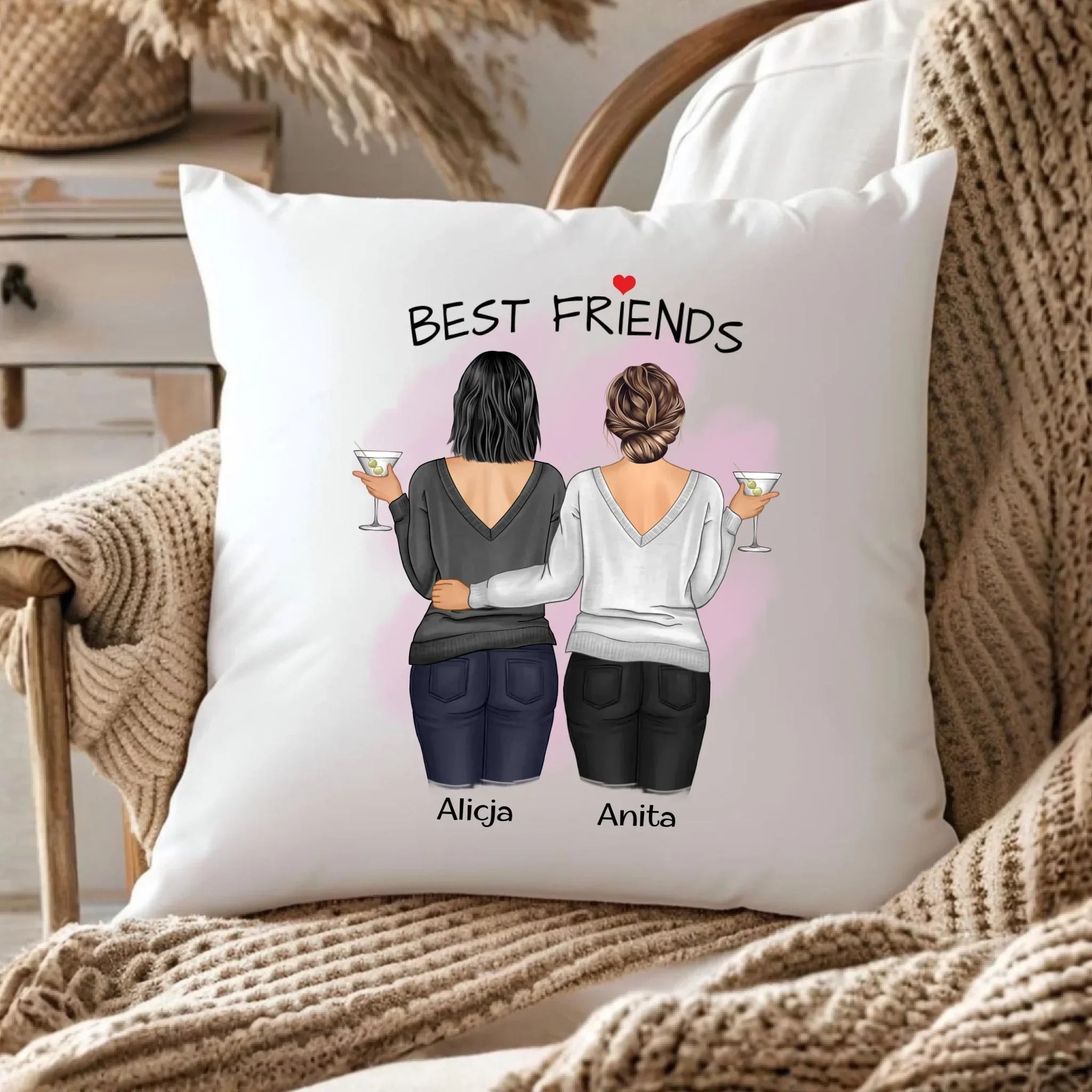 Poduszka - prezent dla przyjaciółki - Best Friends - personalizowane postacie 2-4 osoby PR03 - StoryCups.pl