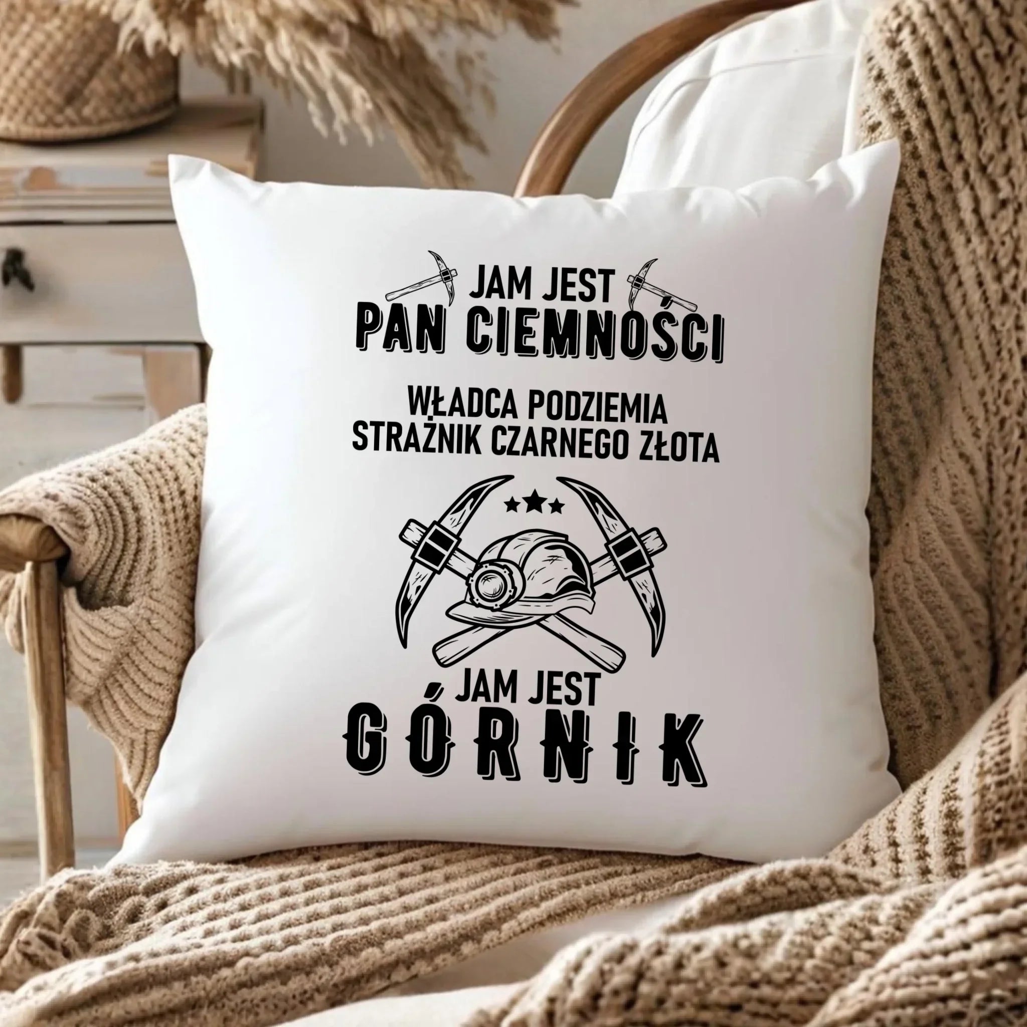 Poduszka - prezent dla górnika - Pan ciemności jam jest górnik G04 - StoryCups.pl