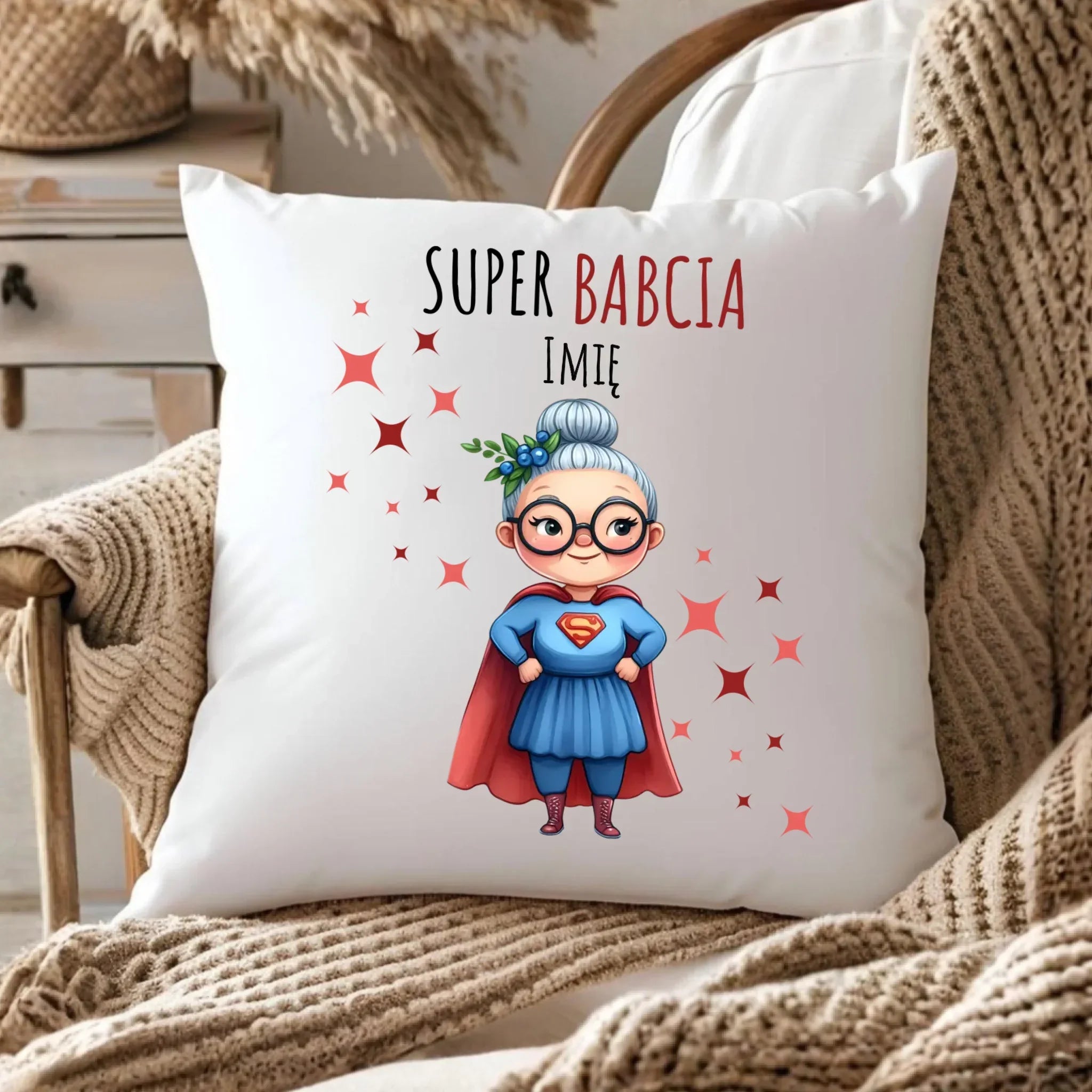 Poduszka dla babci - Super Babcia - personalizowana B02 - StoryCups.pl