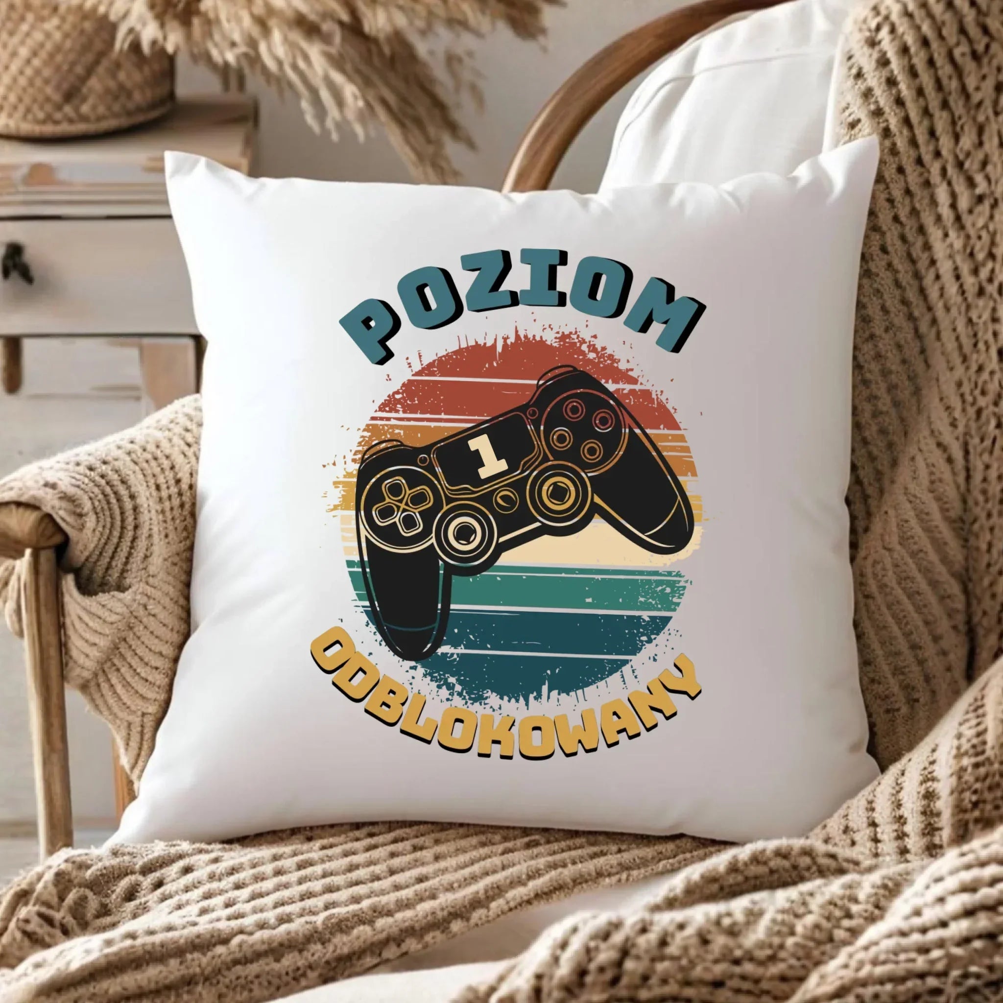 Poduszka - Poziom odblokowany - gamer do szkoły - personalizowana SZ01 - StoryCups.pl