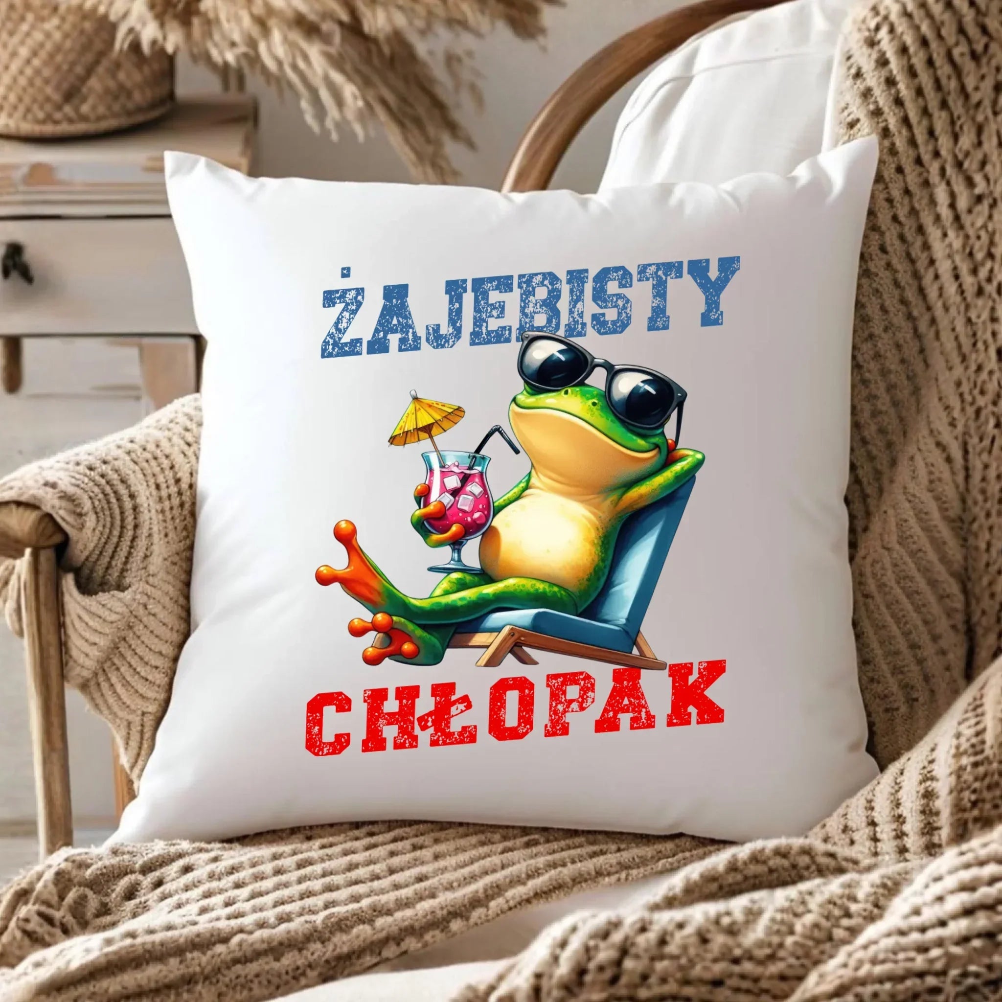 Poduszka z żabą - prezent dla chłopaka - Żajebisty chłopak DCH19 - StoryCups.pl
