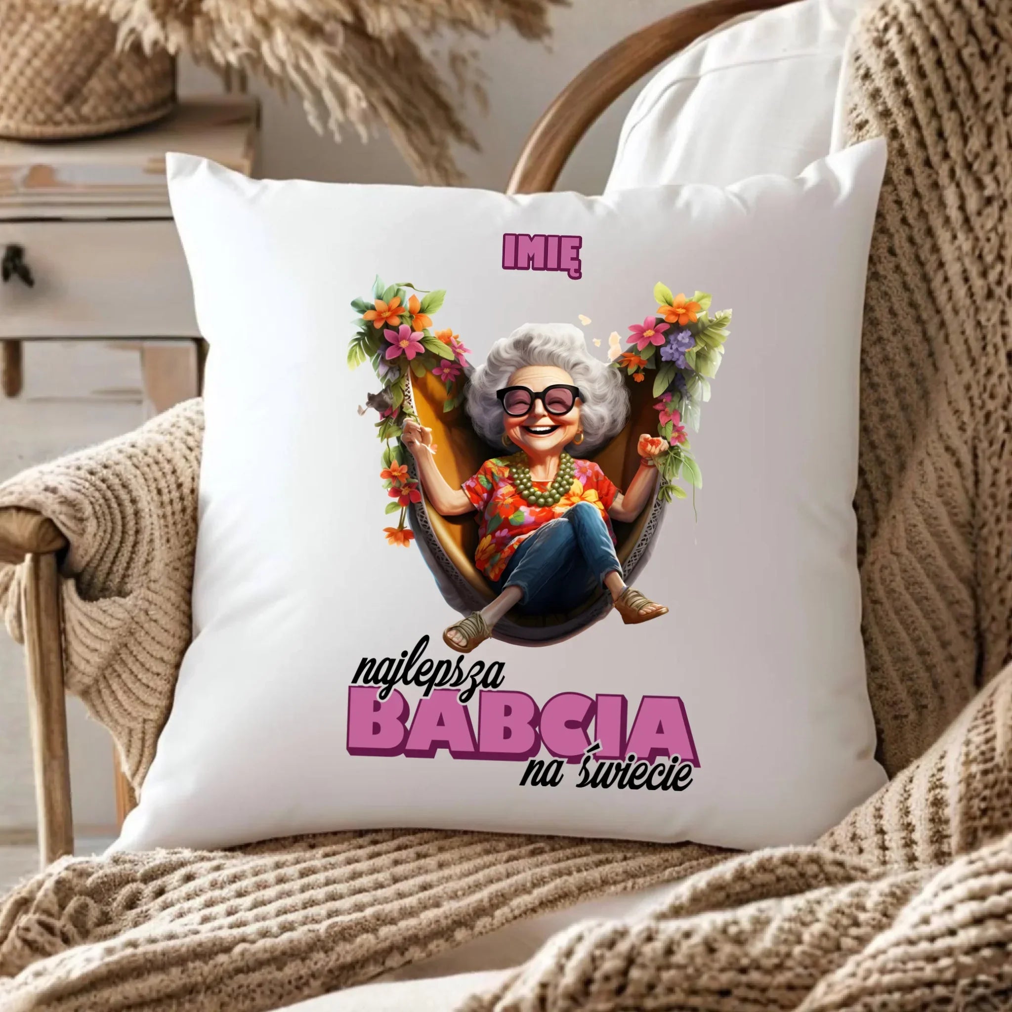 Poduszka dla babci - Najlepsza Babcia na świecie - personalizowana B14 - StoryCups.pl
