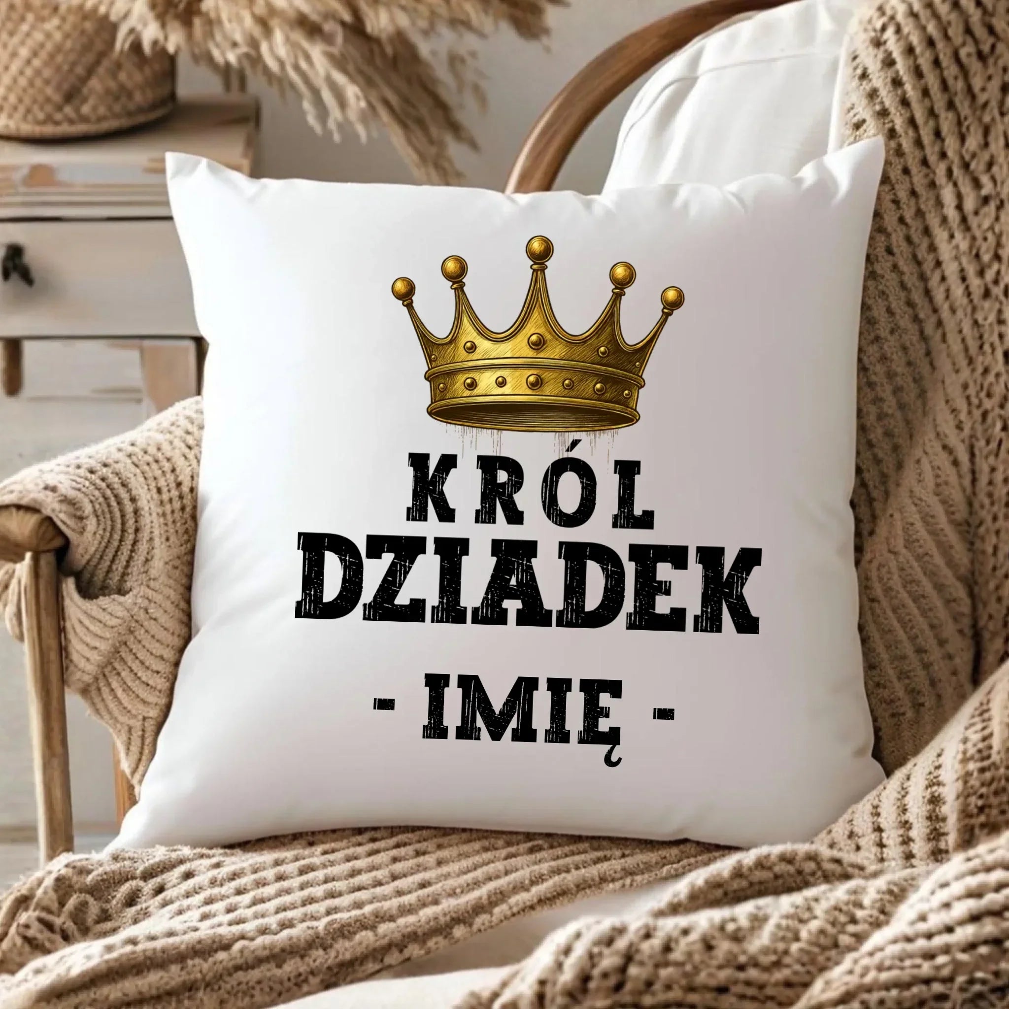 Poduszka dla dziadka - Król Dziadek - personalizowana D17 - StoryCups.pl
