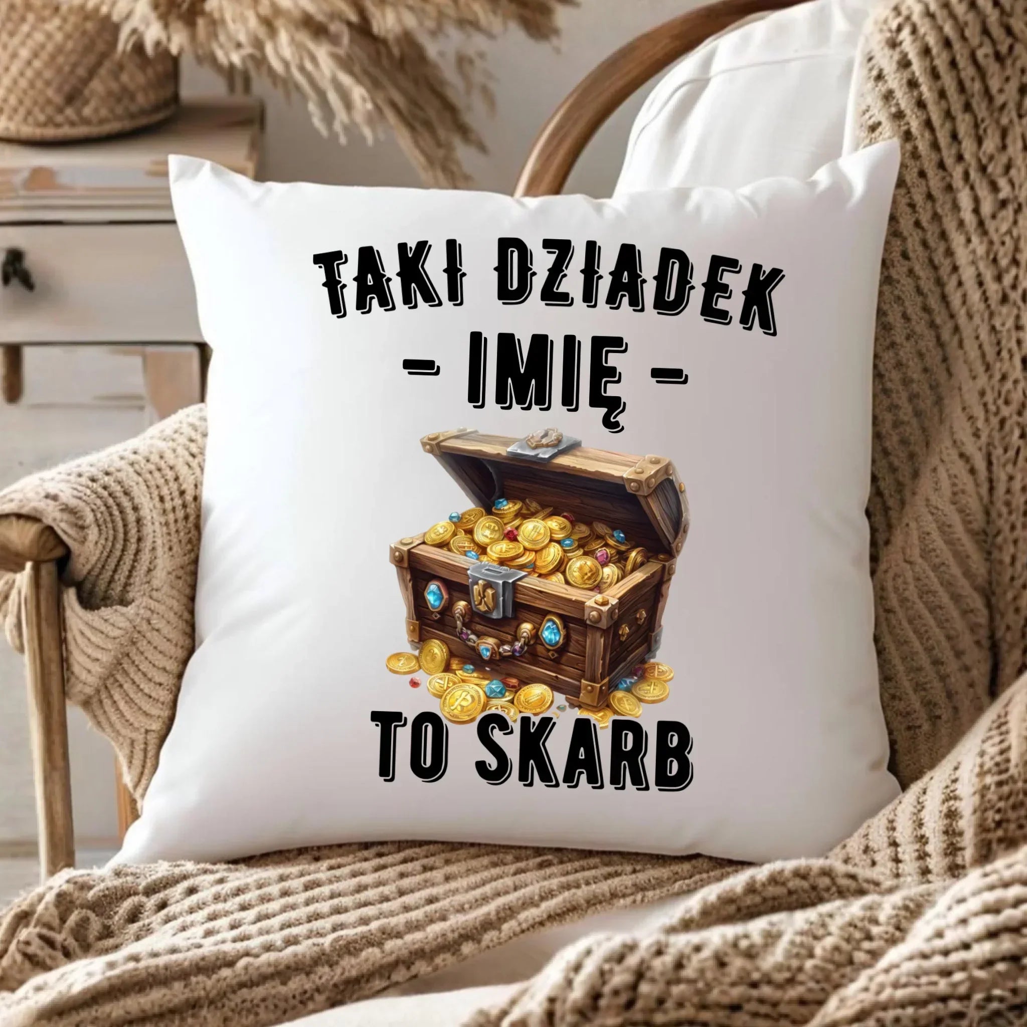 Poduszka dla dziadka - Taki dziadek to skarb - personalizowana D19 - StoryCups.pl